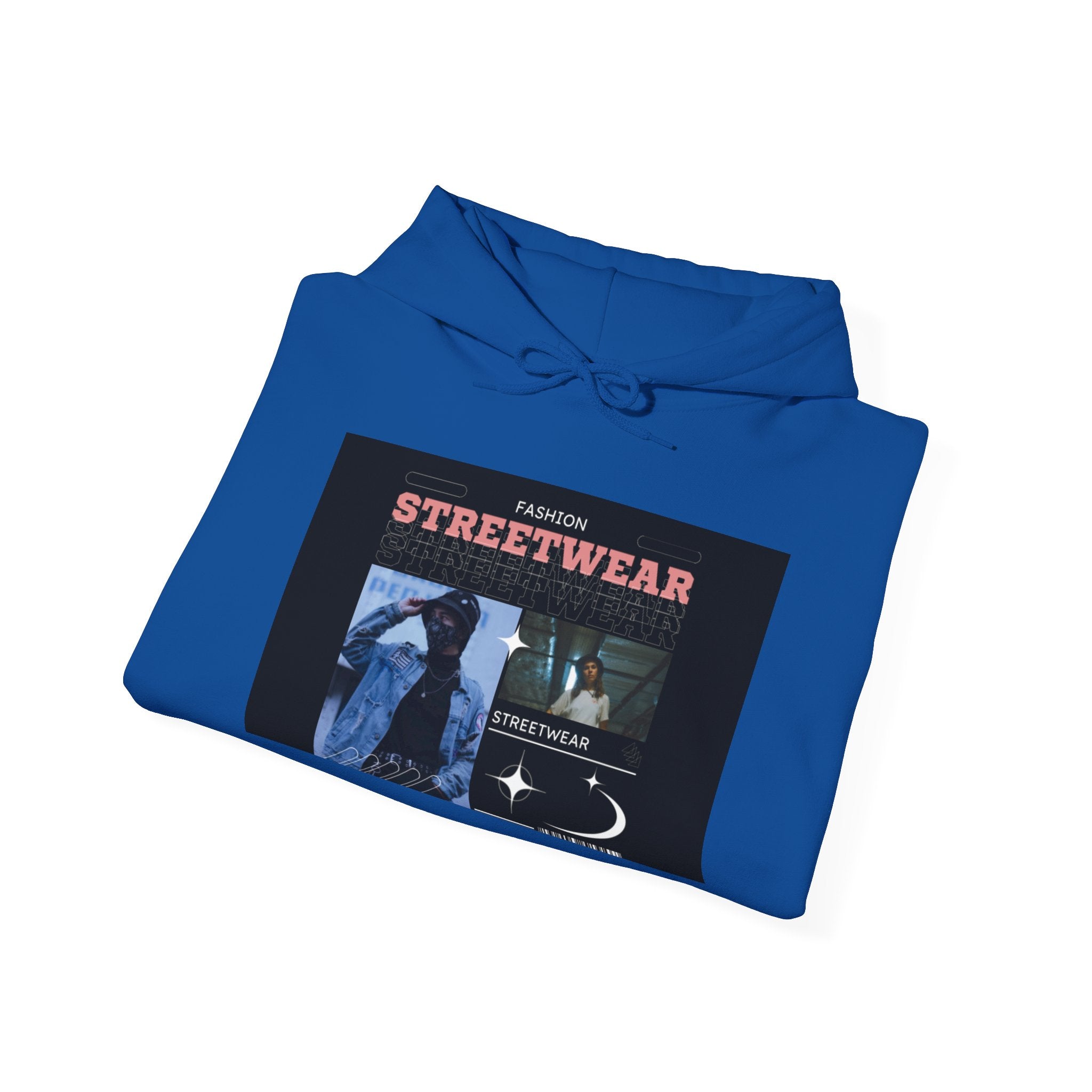 Streetwear Graphic Hoodie — Vintage Noir Collage "STREETWEAR" Design