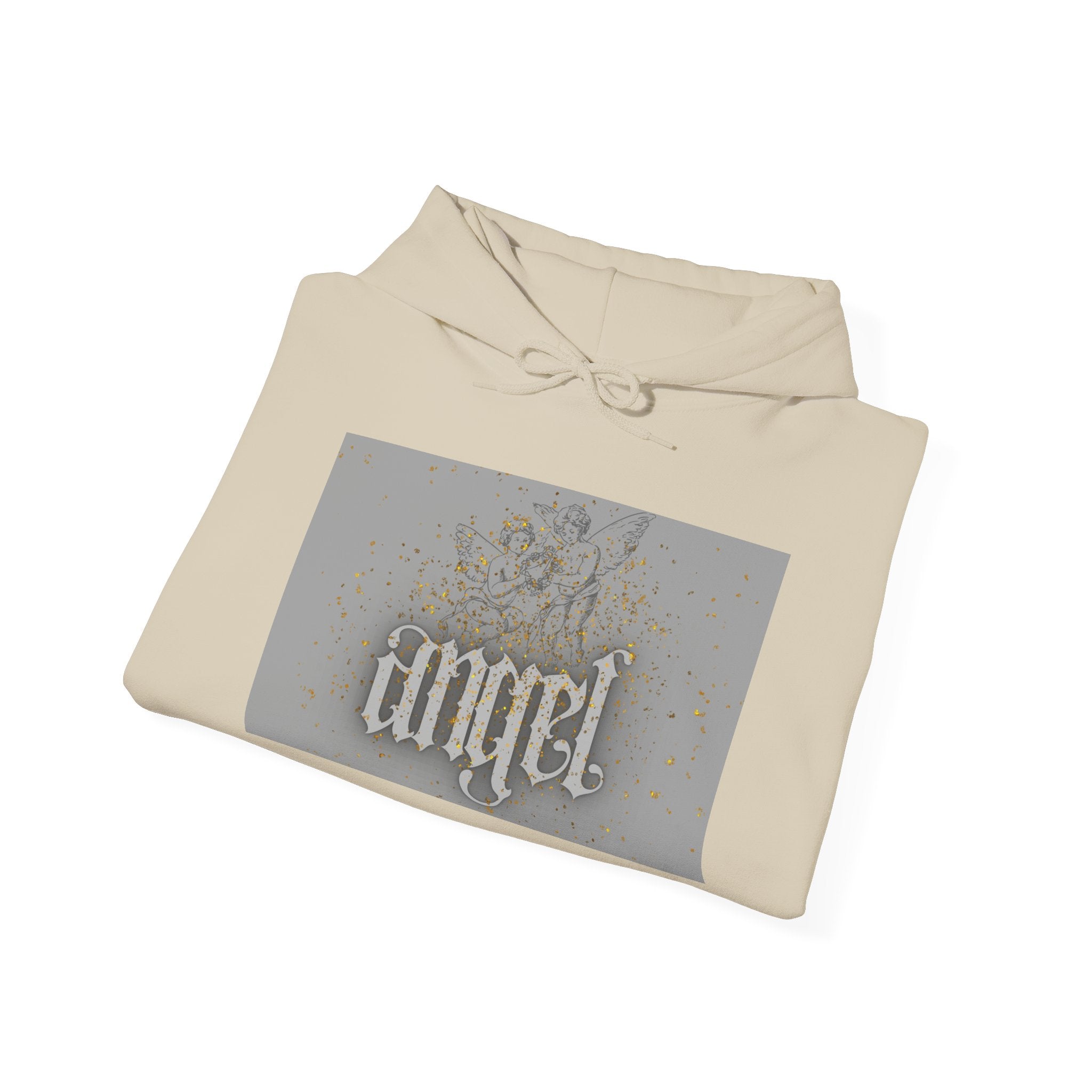 Angel Gothic Hoodie — White Graphic Hooded Sweatshirt