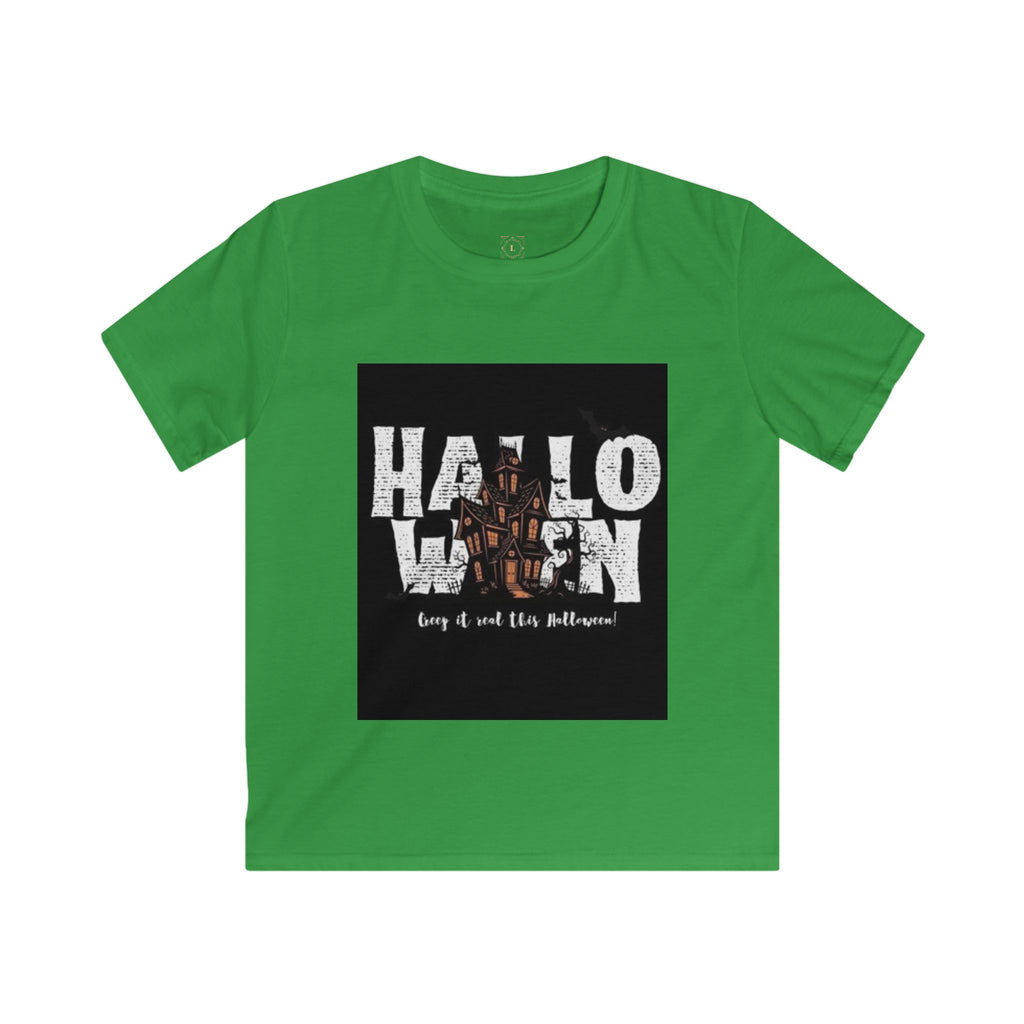 Halloween Haunted House Kids Tee — "Happy Halloween" Graphic T‑Shirt for Kids