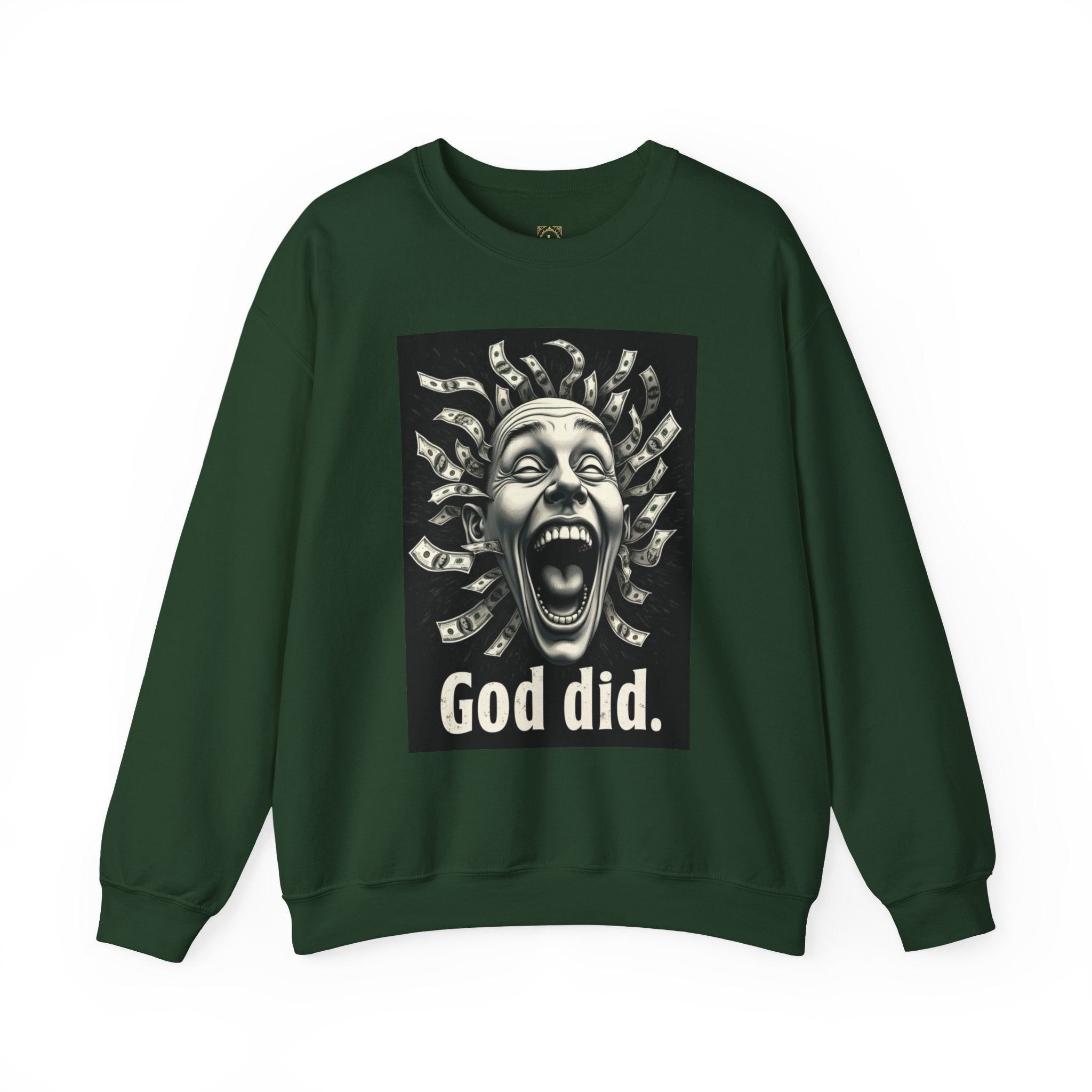 Sweatshirt — 'God Did.' Medusa Money Graphic Crewneck