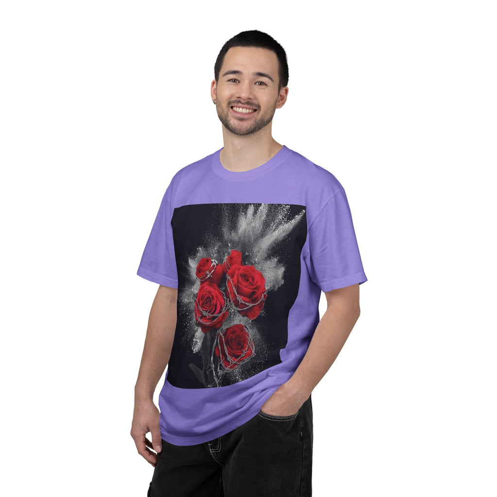 Rose Burst T-Shirt — Red Roses Graphic Tee with 'LEGACIESS' Back Logo