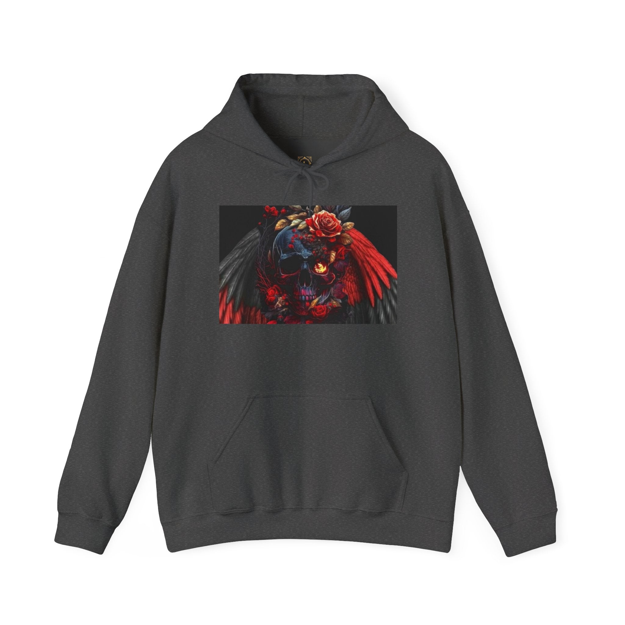 Skull Rose Wings Hoodie — Gothic Floral Skull Pullover