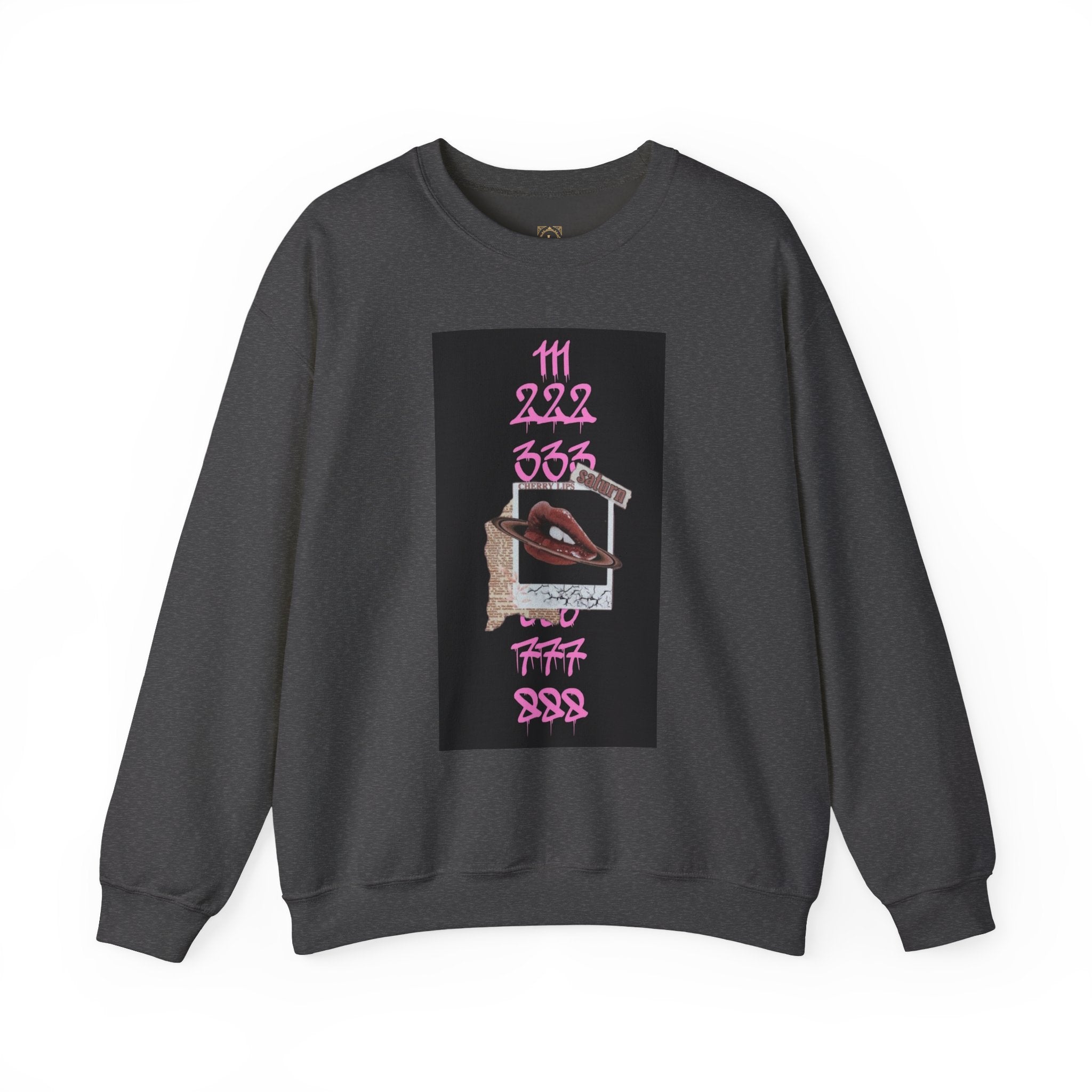 Crewneck Sweatshirt — Vintage Phone Collage with Pink Numbers & 'LEGACIESS' Back Logo
