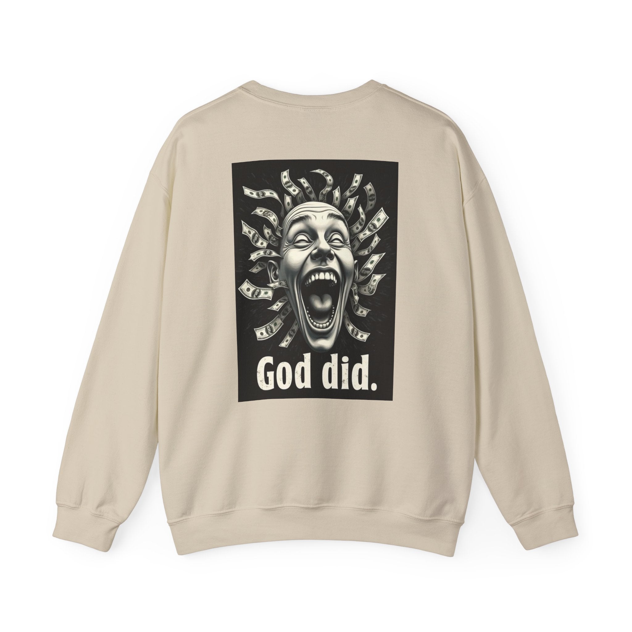 Sweatshirt — 'God Did.' Medusa Money Graphic Crewneck
