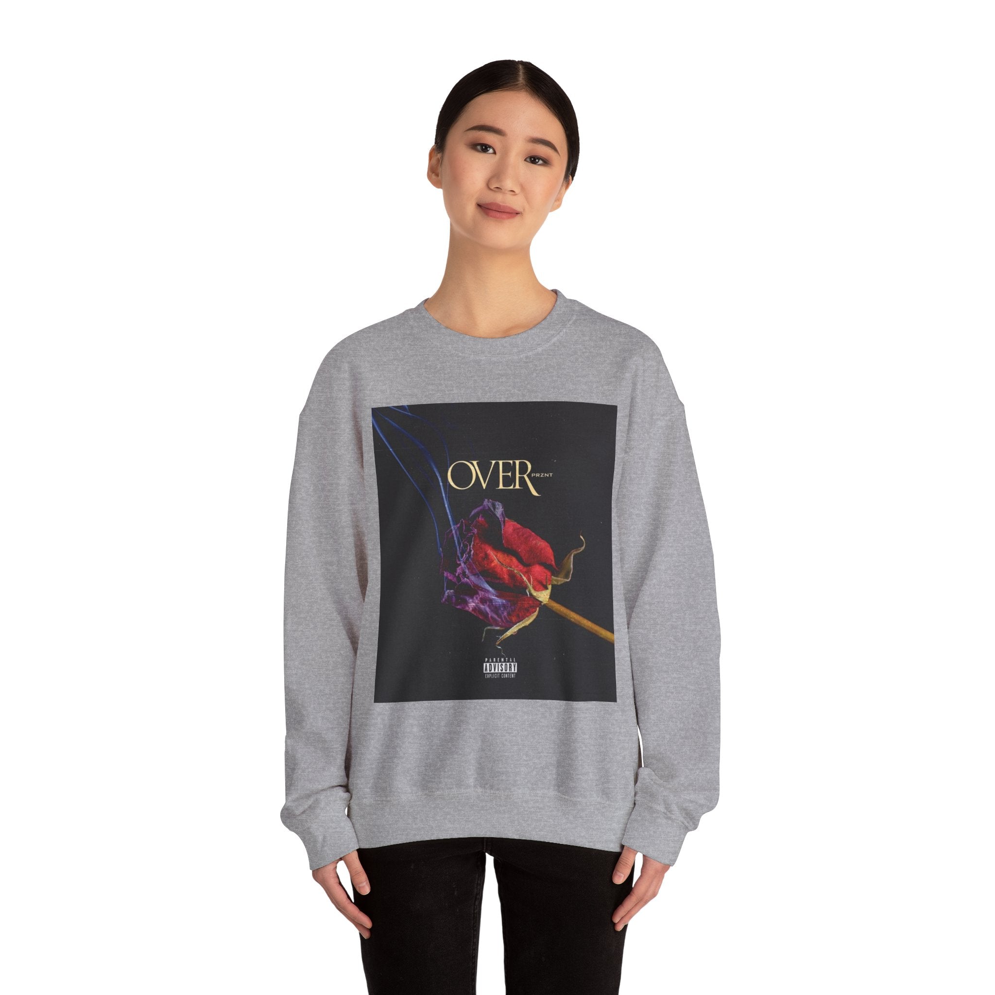 Crewneck Sweatshirt - "OVER" Rose Graphic with Legaciess Gold Logo