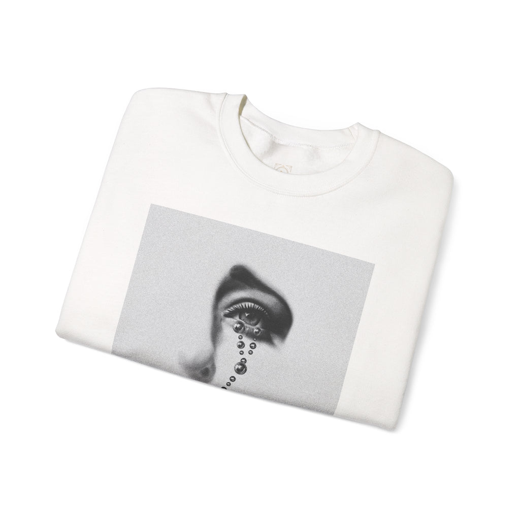 Rosary Tear Crewneck Sweatshirt — Gothic Eye & Cross Graphic