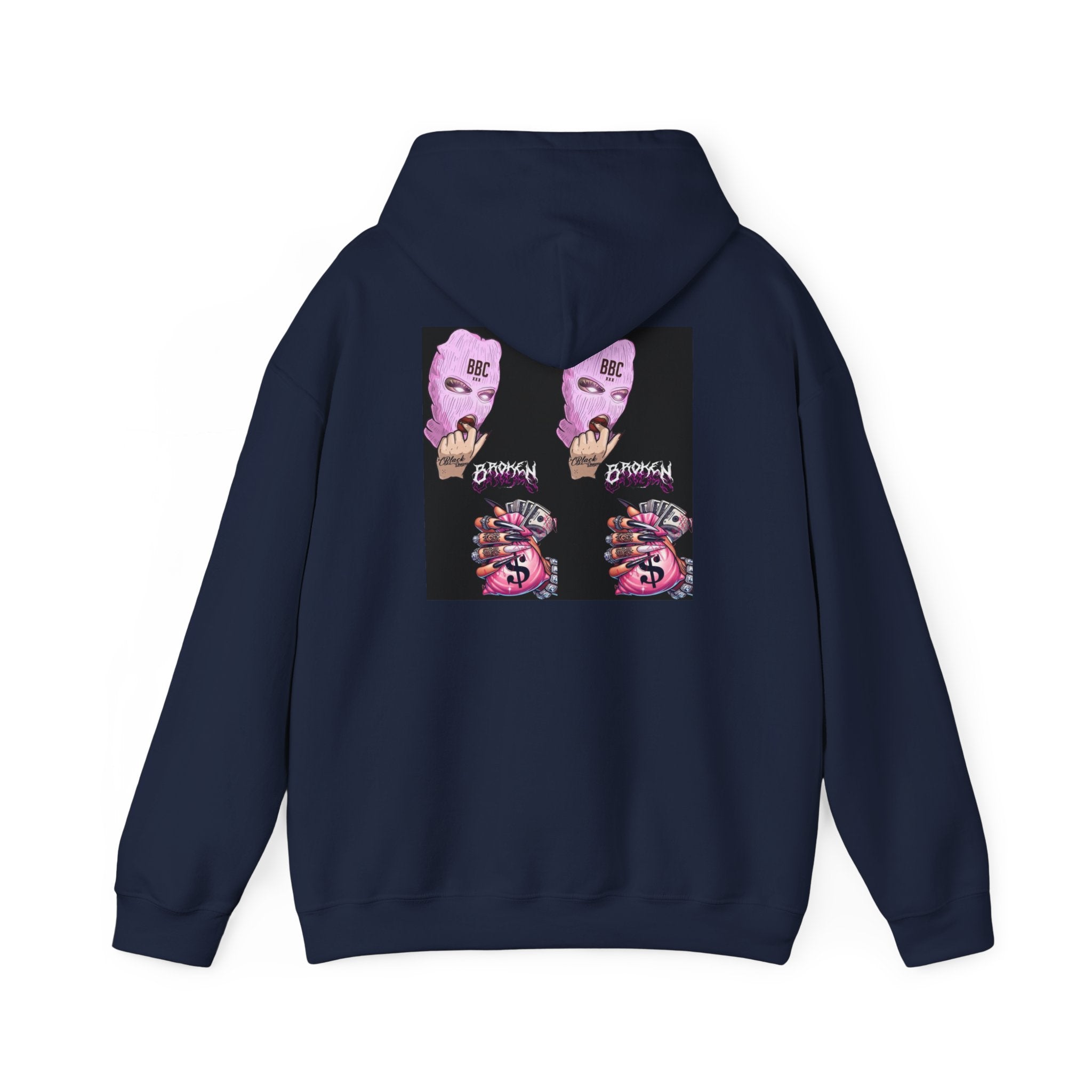 Horror Collage Hoodie — Spooky Pink Skull & Claw Graphic Sweatshirt