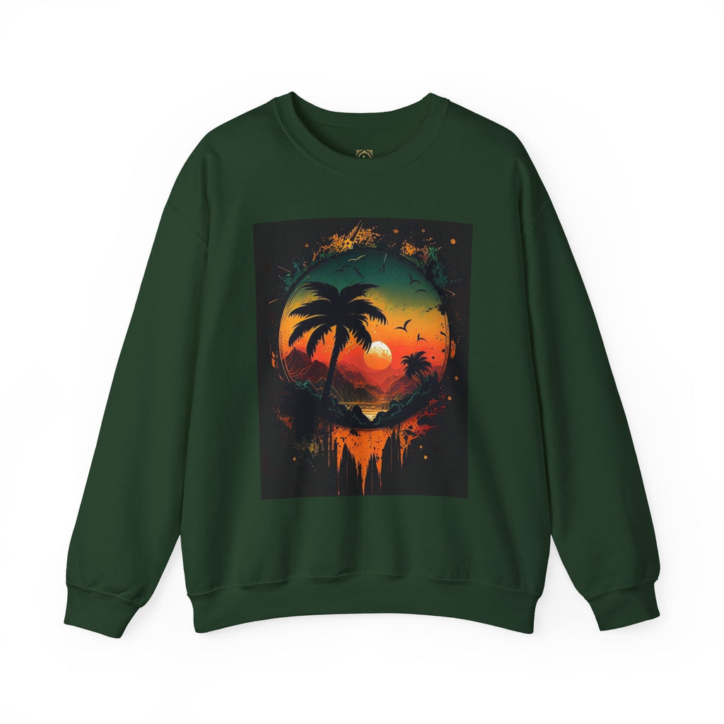 Sunset Island Sweatshirt — Tropical Palm Sunset Crewneck