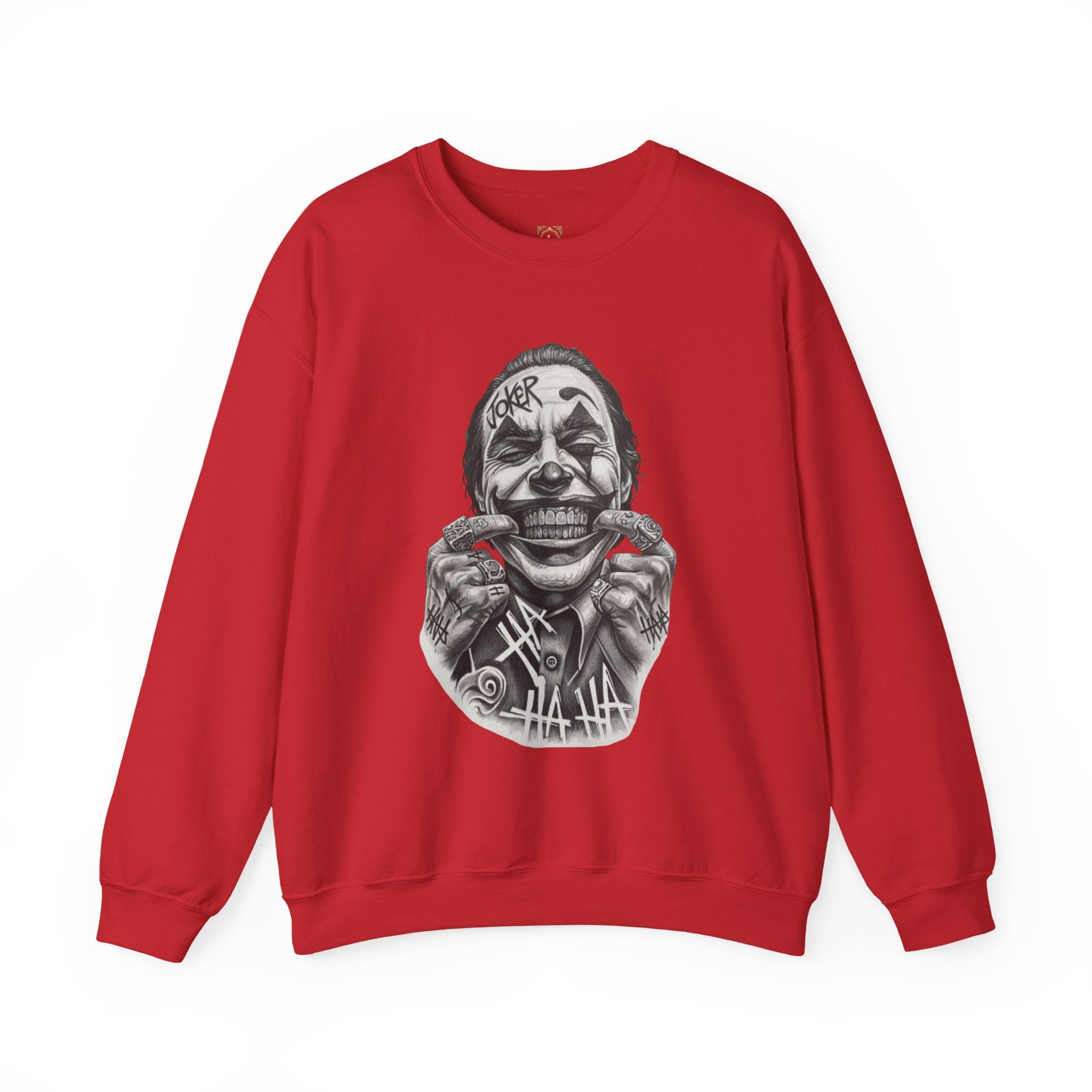 Joker Smile Crewneck Sweatshirt — Grinning Clown Graphic Pullover