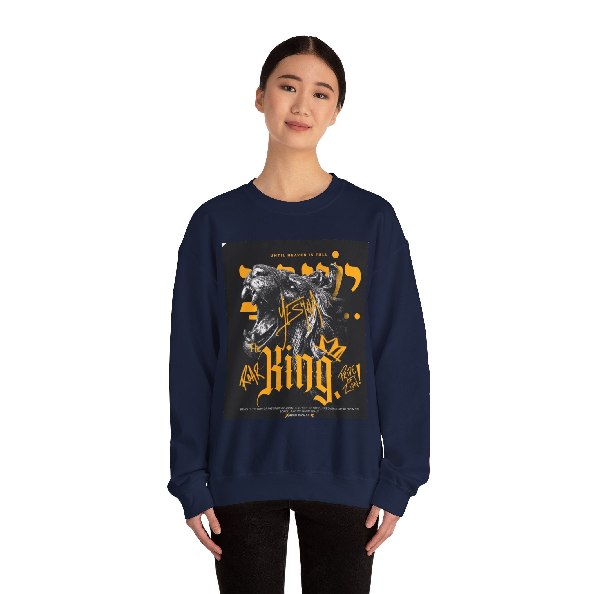 King Lion Crewneck Sweatshirt — 'King' Graphic Pullover for Bold Streetwear