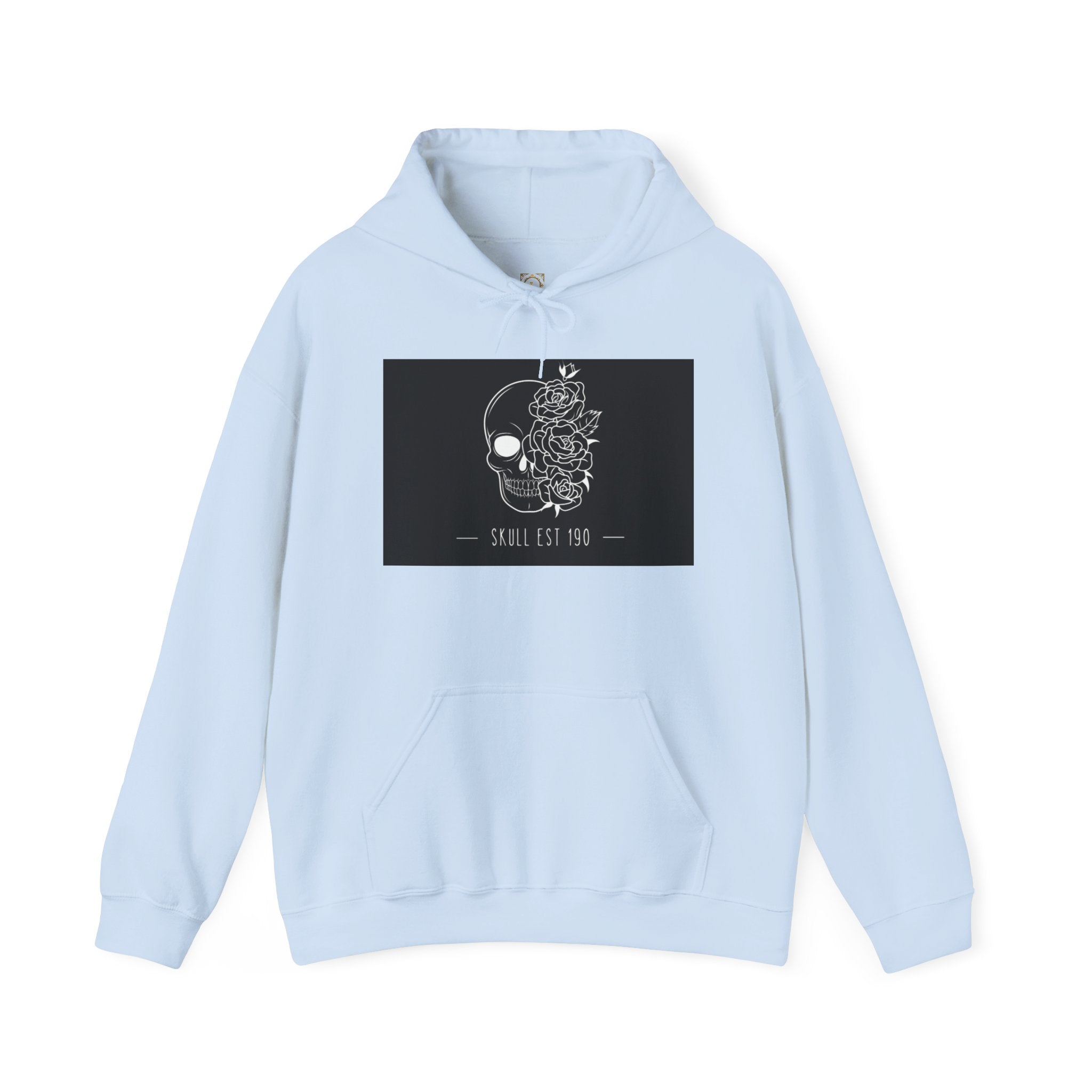 Skull & Roses Hoodie — 'Skull Est 199' Gothic Graphic Pullover