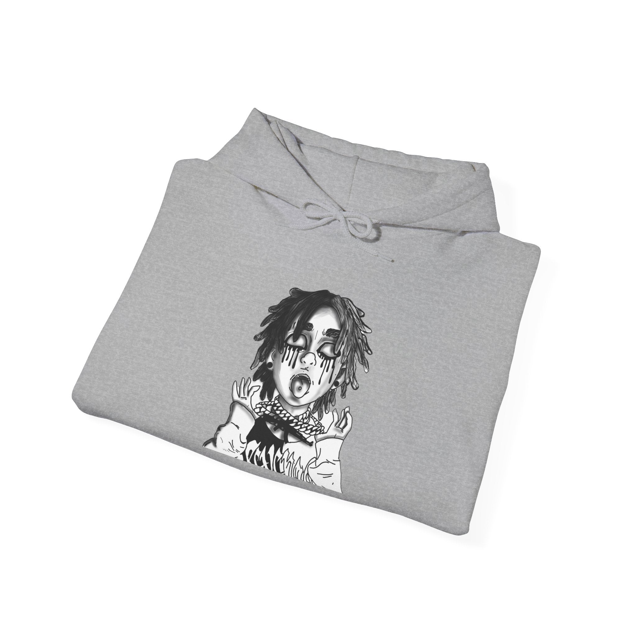 Horror Manga Hoodie — Black & White Creepy Portrait Pullover