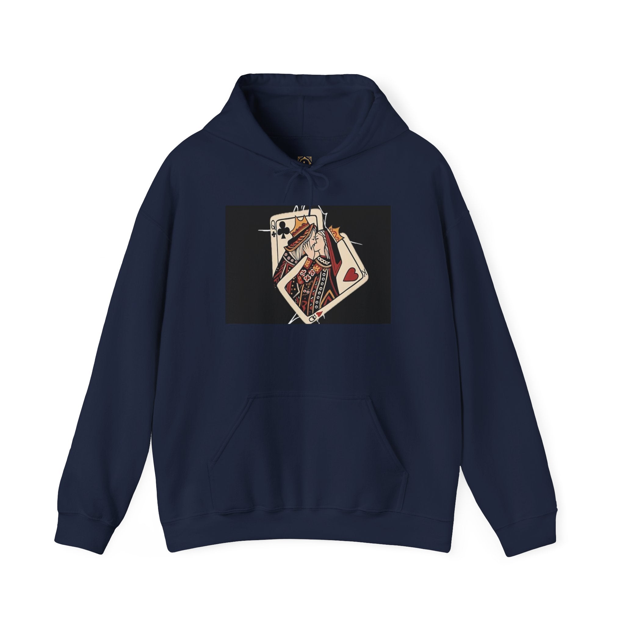 Queen of Hearts Playing Card Hoodie — Vintage Tattoo Style Card Art