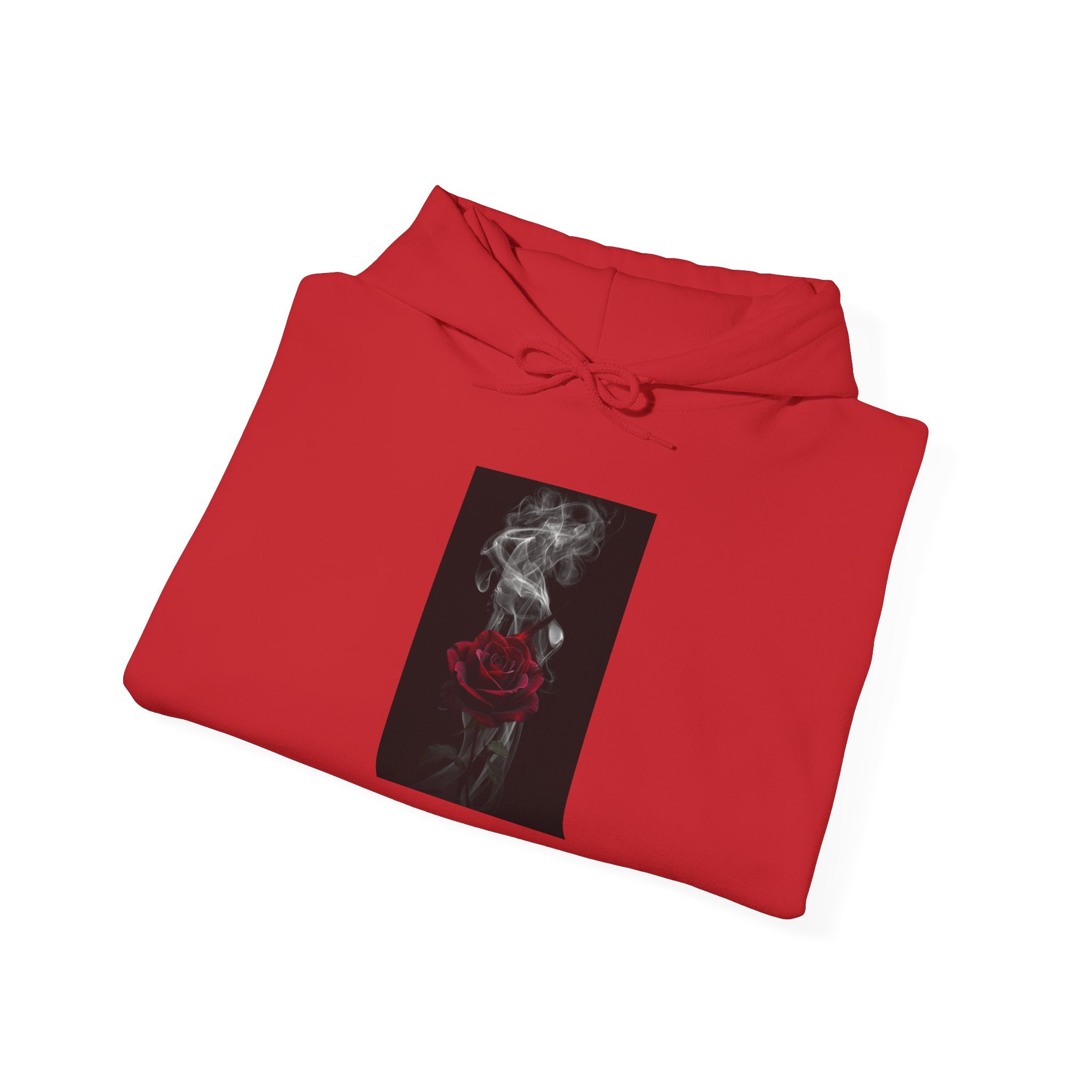 Smoky Red Rose Hoodie — Gothic Floral Hooded Sweatshirt