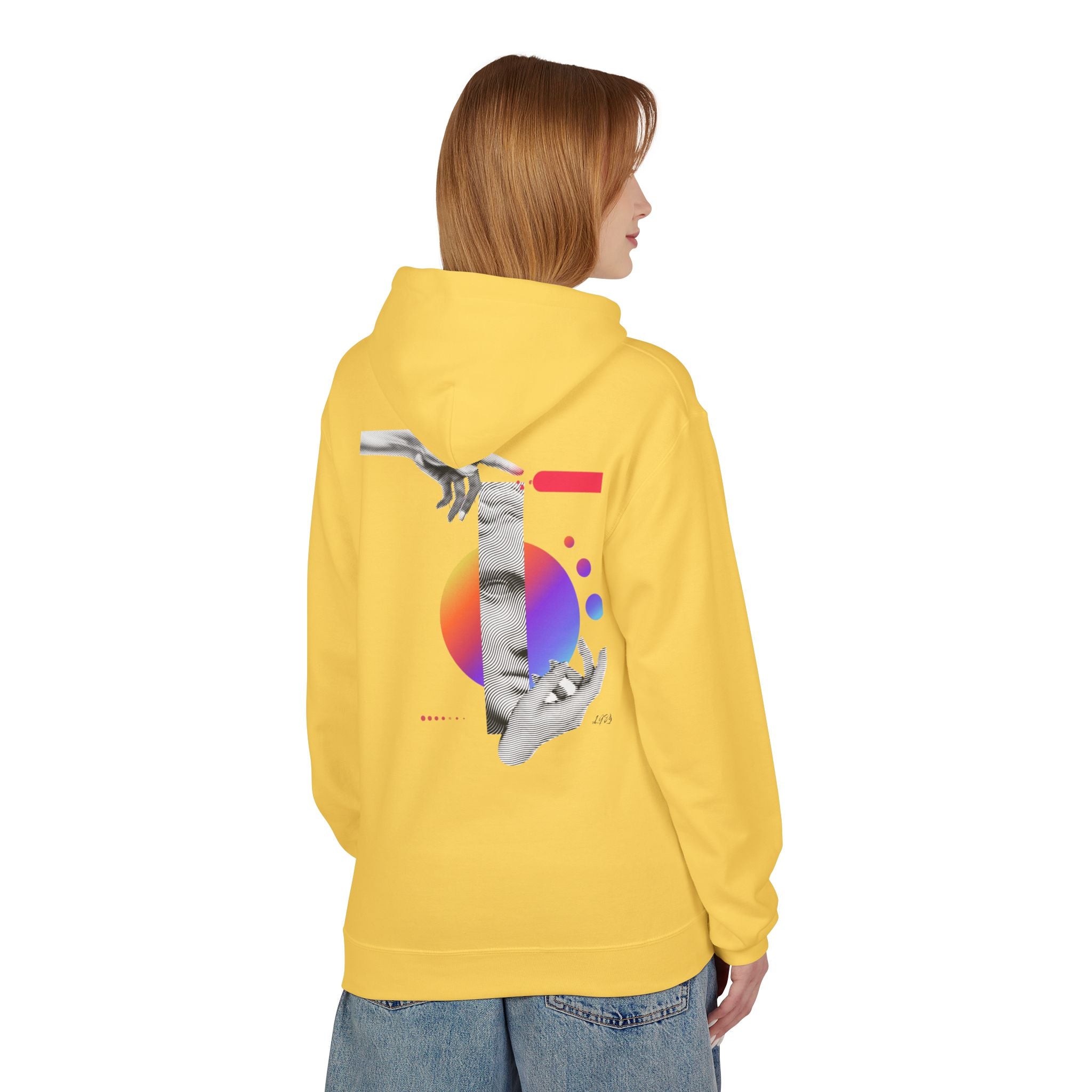Hoodie — Abstract Hands & Gradient Orb Art Sweatshirt