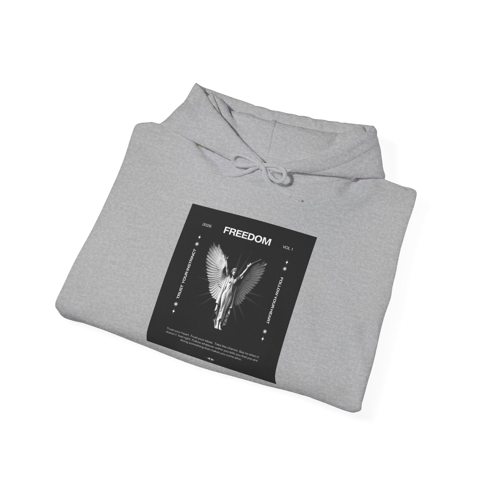 Freedom Angel Hoodie — Gothic Black & White Angel Wings Sweatshirt