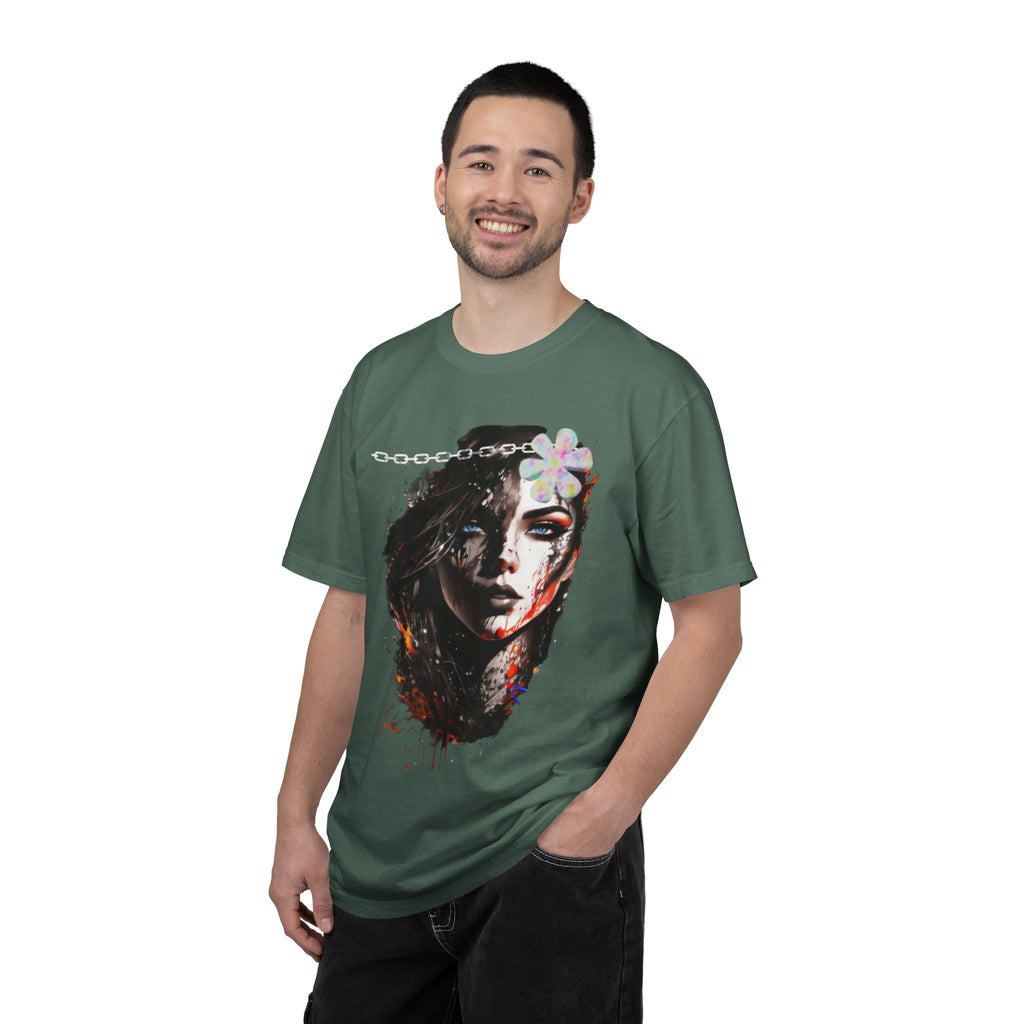 Artistic Femme Portrait T-Shirt — Watercolor Floral Face Graphic Tee