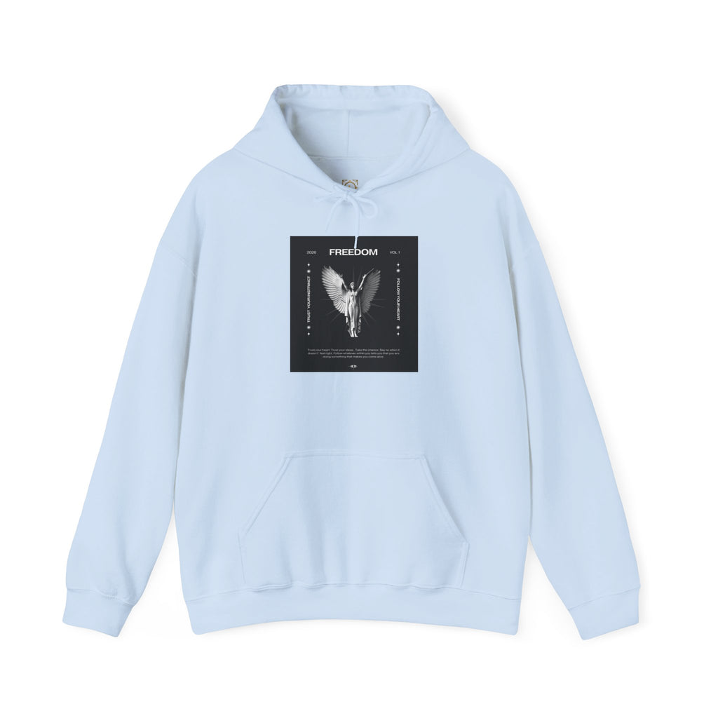 Freedom Angel Hoodie — Gothic Black & White Angel Wings Sweatshirt