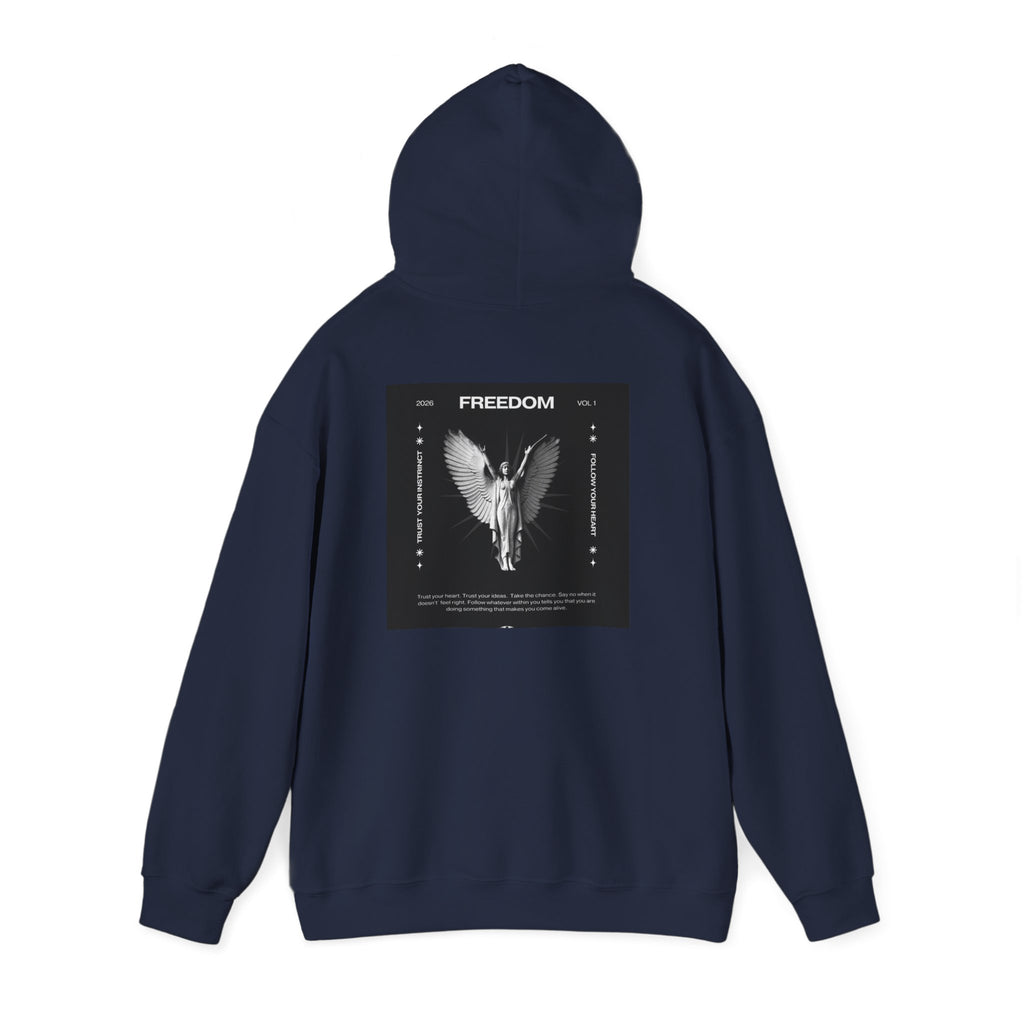 Freedom Angel Hoodie — Gothic Black & White Angel Wings Sweatshirt