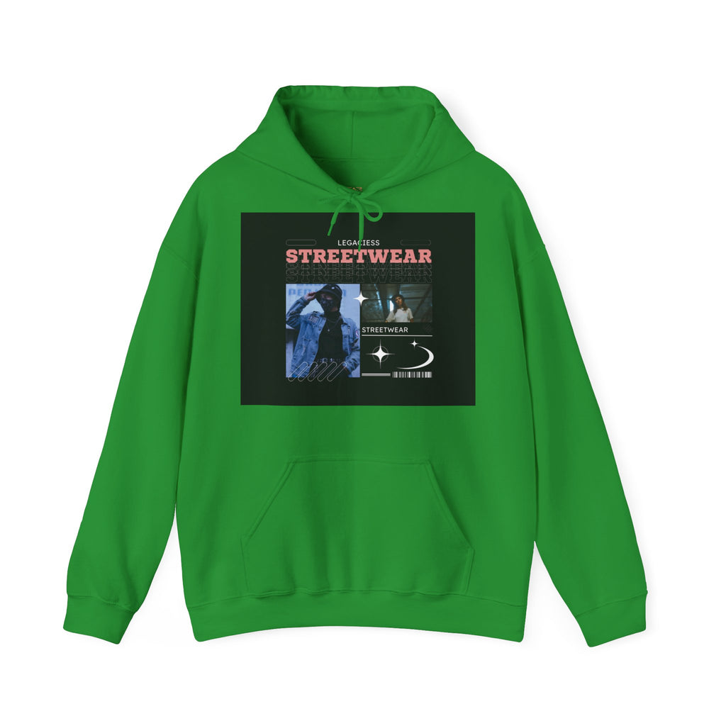 Streetwear Collage Hoodie — Retro Urban Graphic Sweatshirt