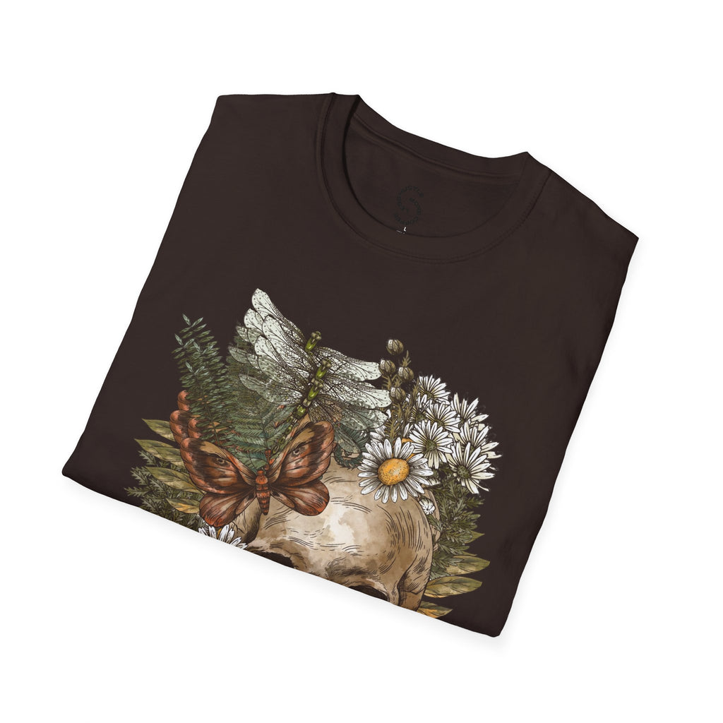 Skull & Daisies Graphic T-Shirt — Botanical Skull Floral Tee