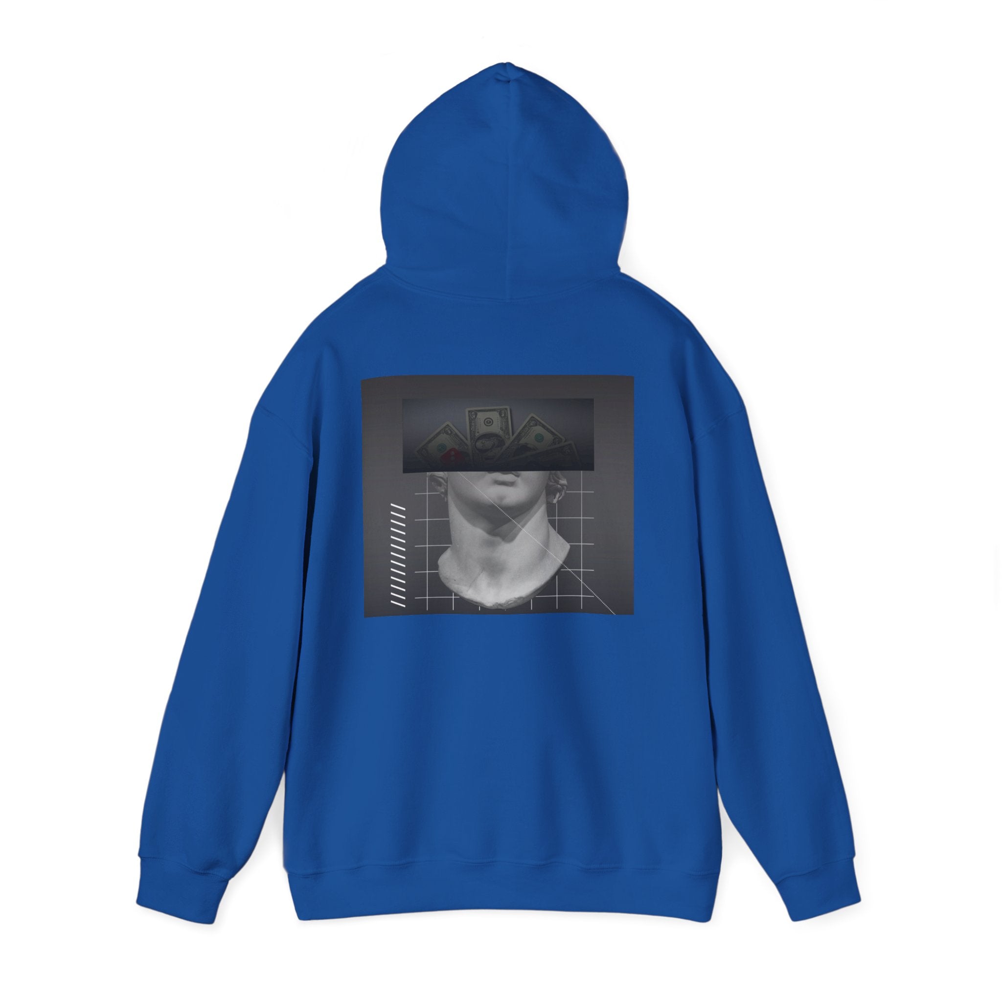 Graphic Hoodie — Black & White Glitch Portrait Hoodie