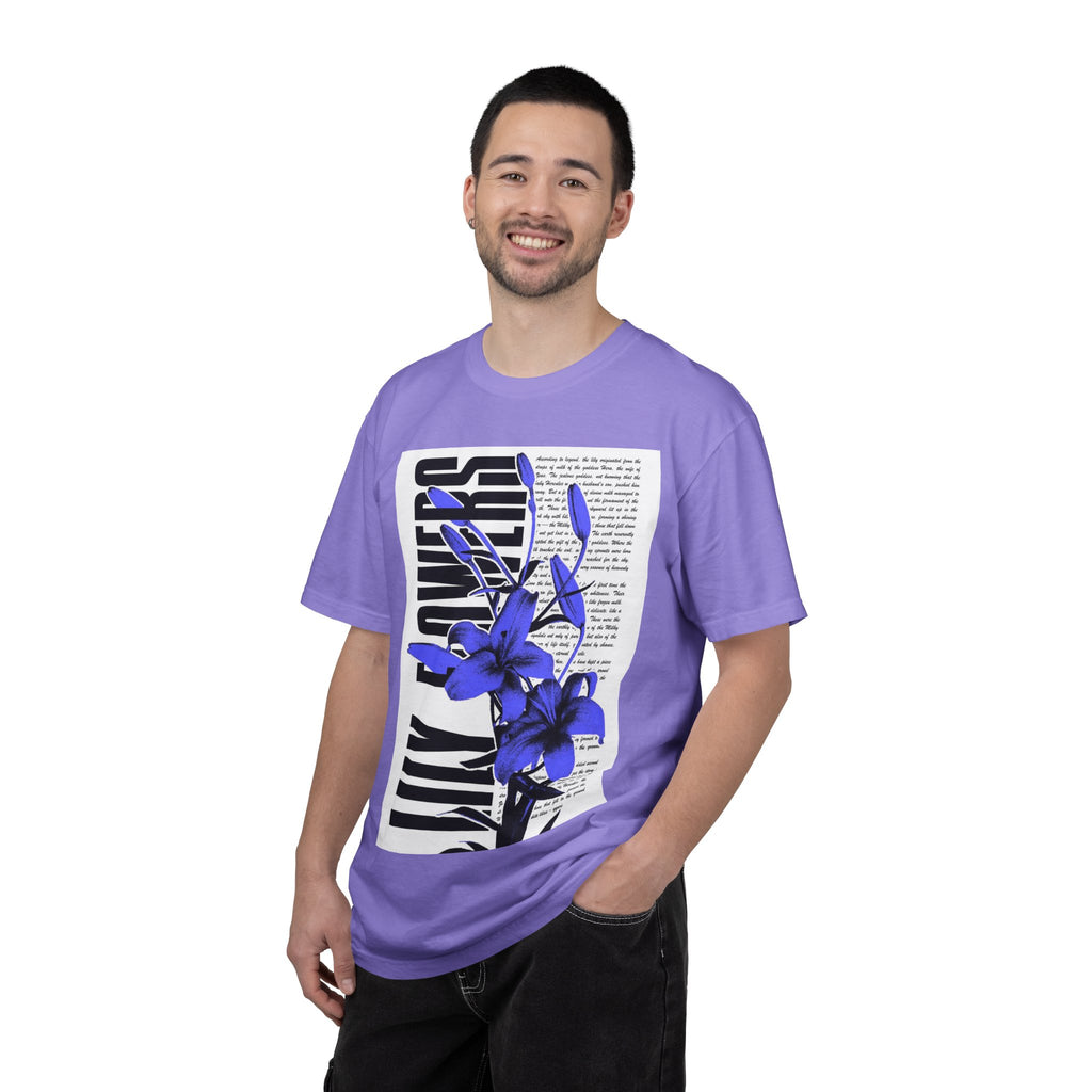 Floral Legacy Graphic T-Shirt — Bold Blue Orchid Design