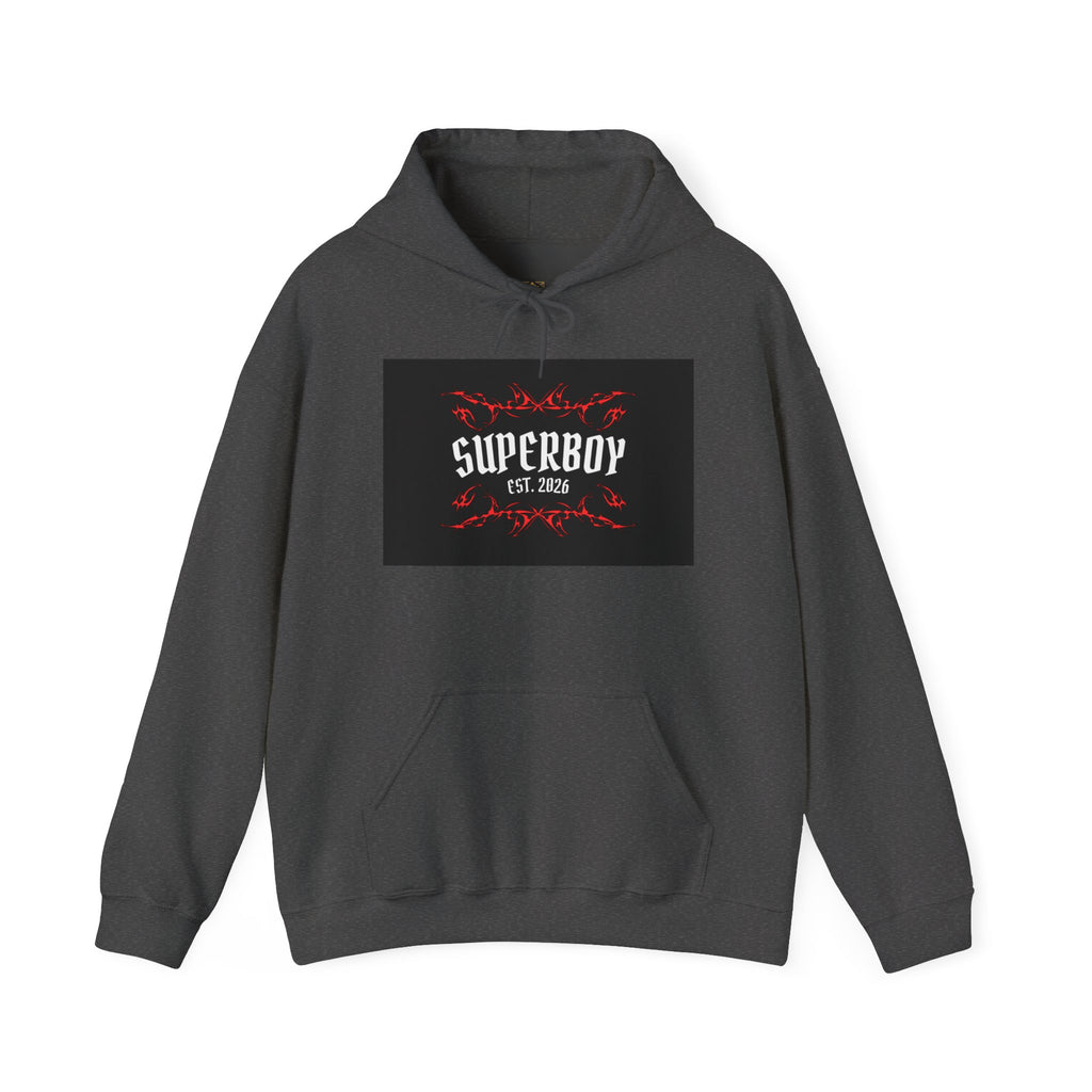 Superboy Hoodie — Vintage Crest 'Superboy Est. 2026' Graphic Pullover