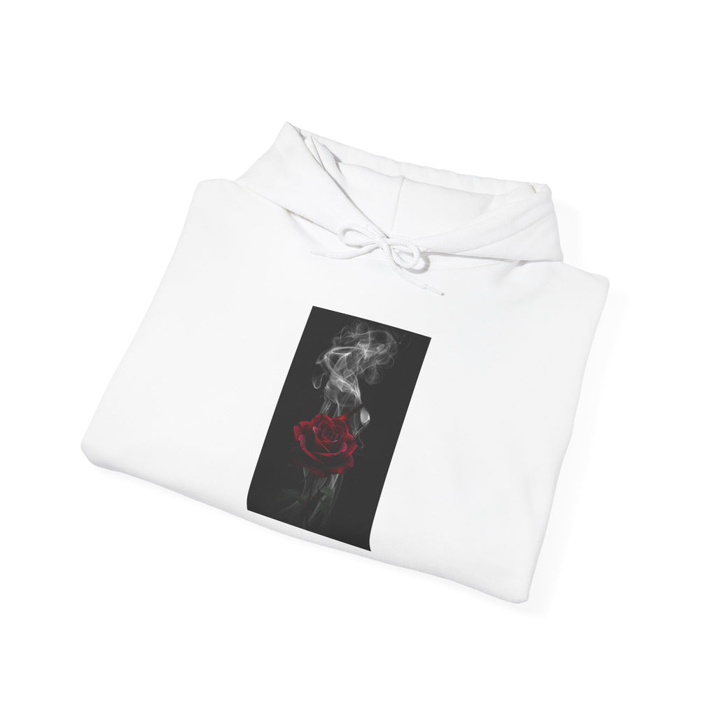 Smoky Red Rose Hoodie — Gothic Floral Hooded Sweatshirt
