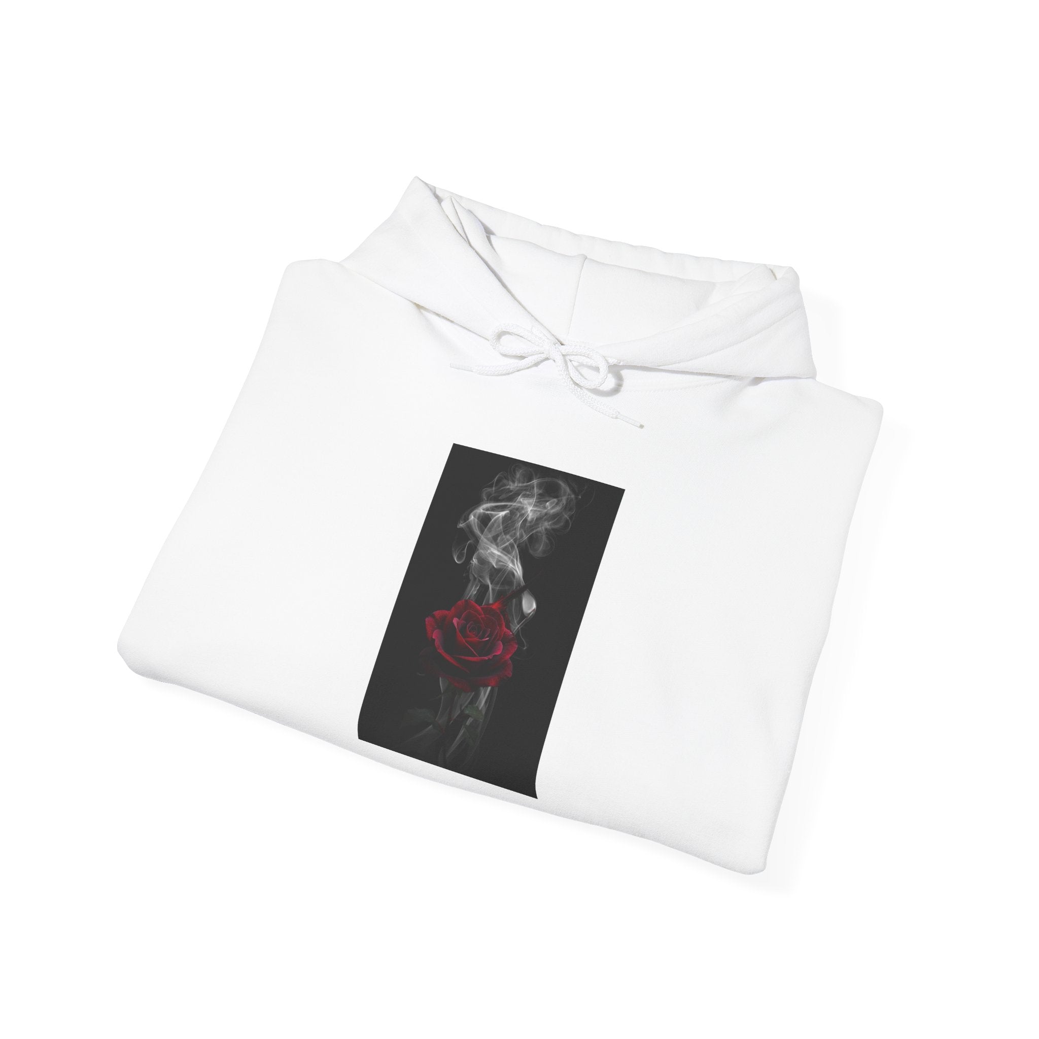 Smoky Red Rose Hoodie — Gothic Floral Hooded Sweatshirt