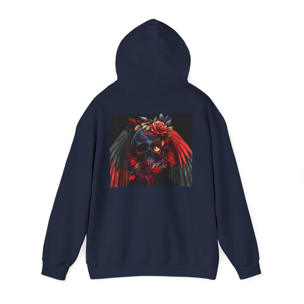 Skull Rose Wings Hoodie — Gothic Floral Skull Pullover