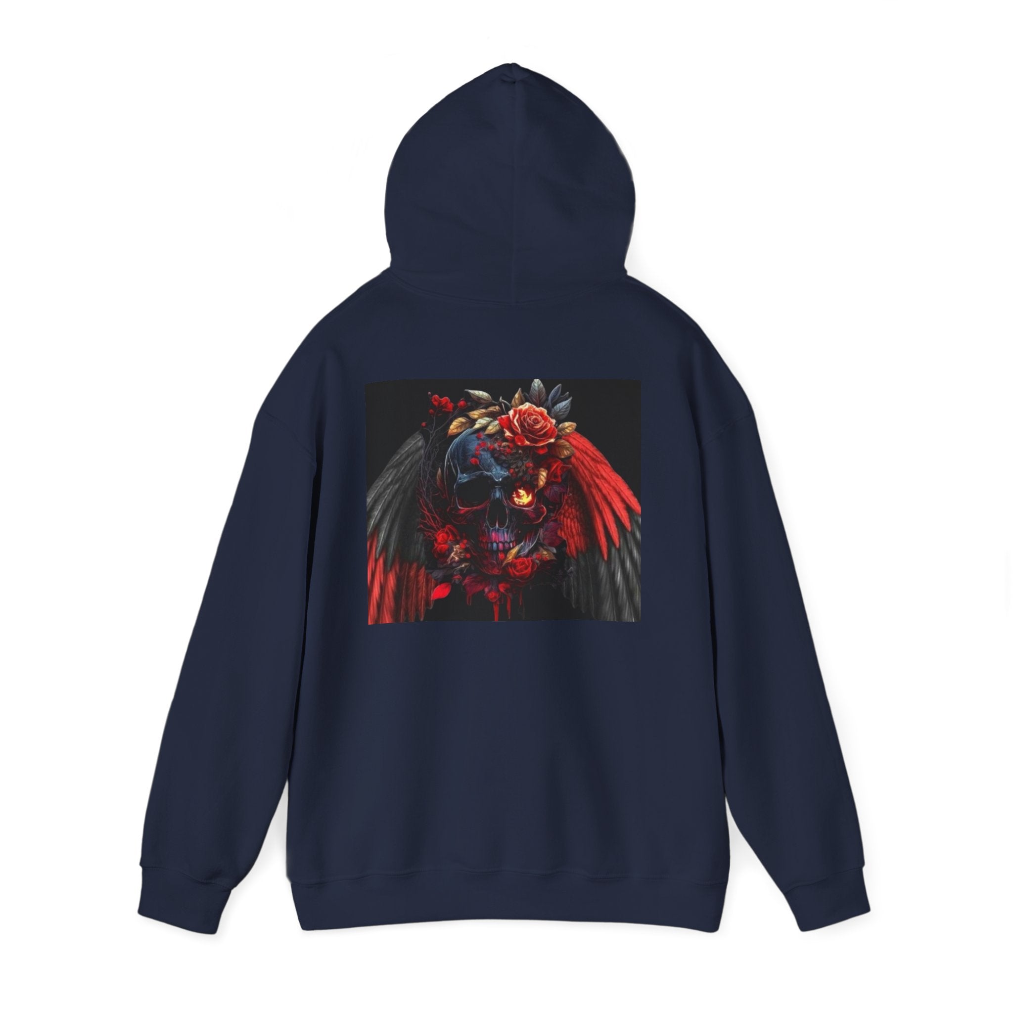 Skull Rose Wings Hoodie — Gothic Floral Skull Pullover