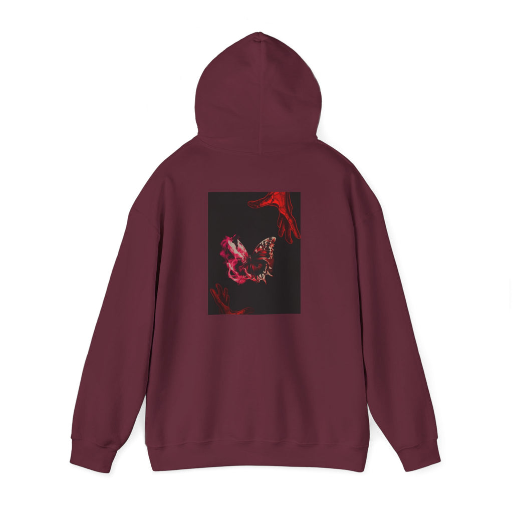 Floral Smoke Hoodie — Dark Red Rose Graphic Hooded Sweatshirt