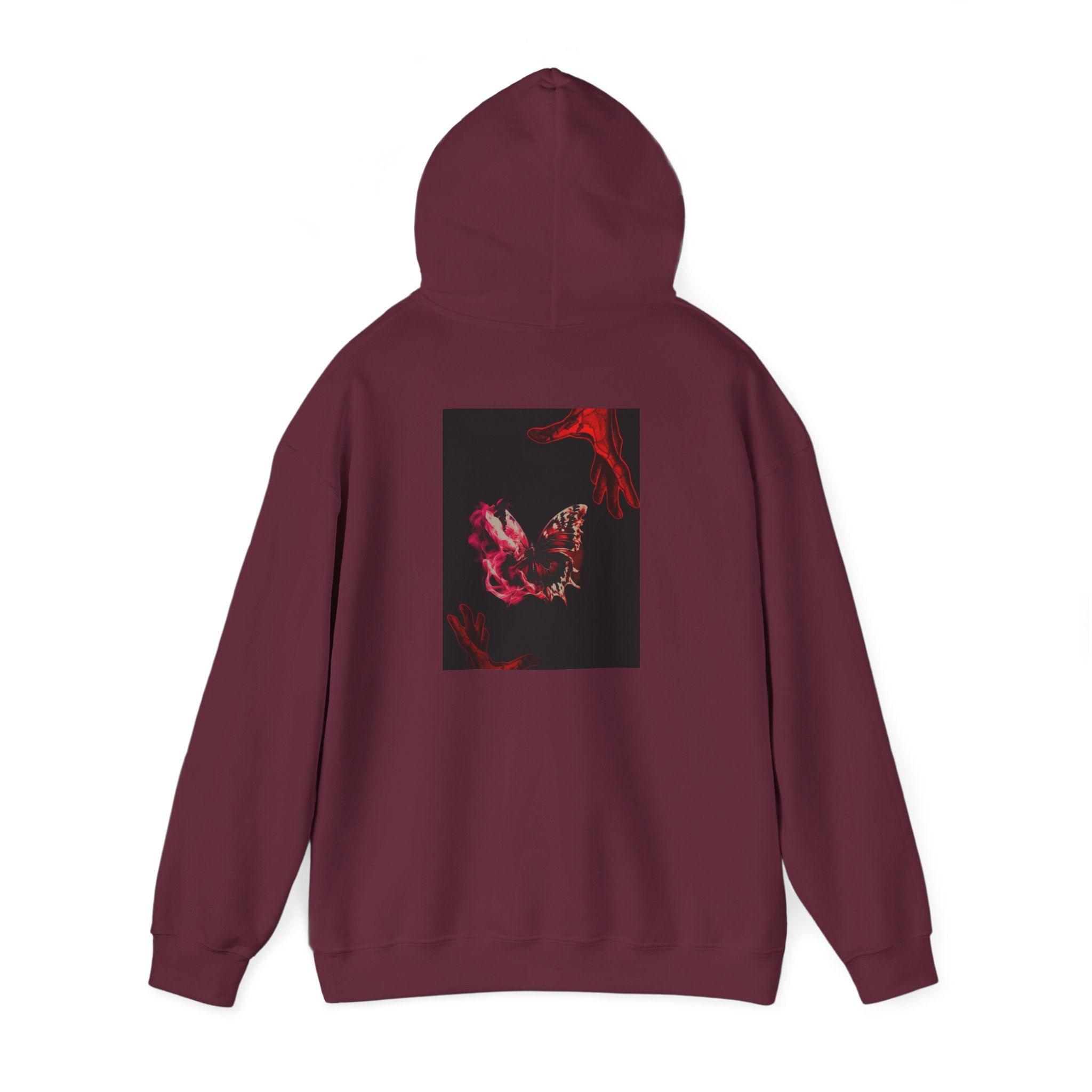 Floral Smoke Hoodie — Dark Red Rose Graphic Hooded Sweatshirt