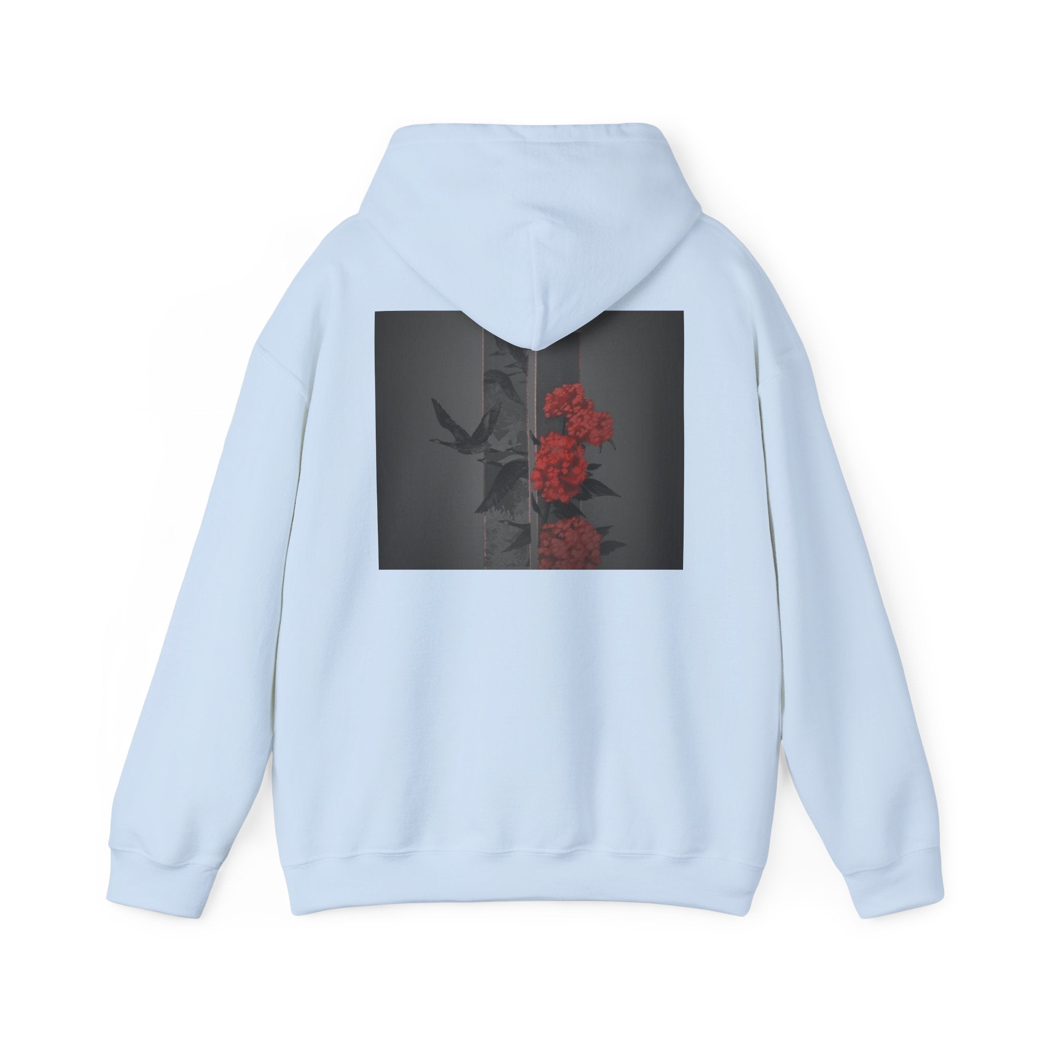 Floral Noir Hoodie — Red Roses on Dark Background