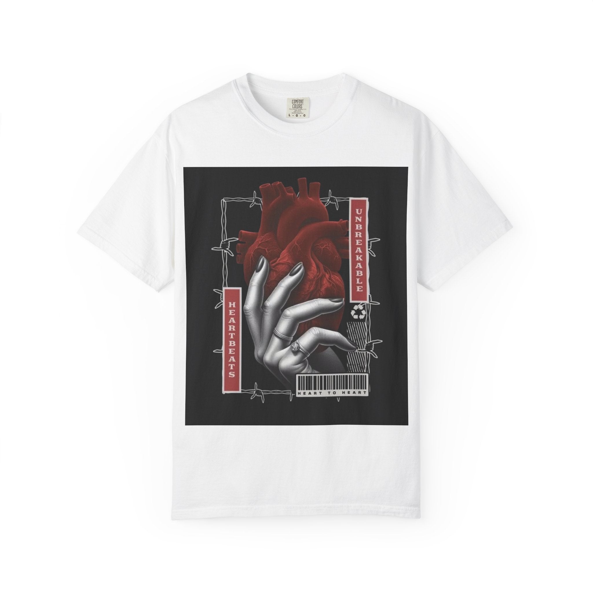 Graphic Heart & Hand T‑Shirt — 'Heartbeat' Gothic Streetwear Tee