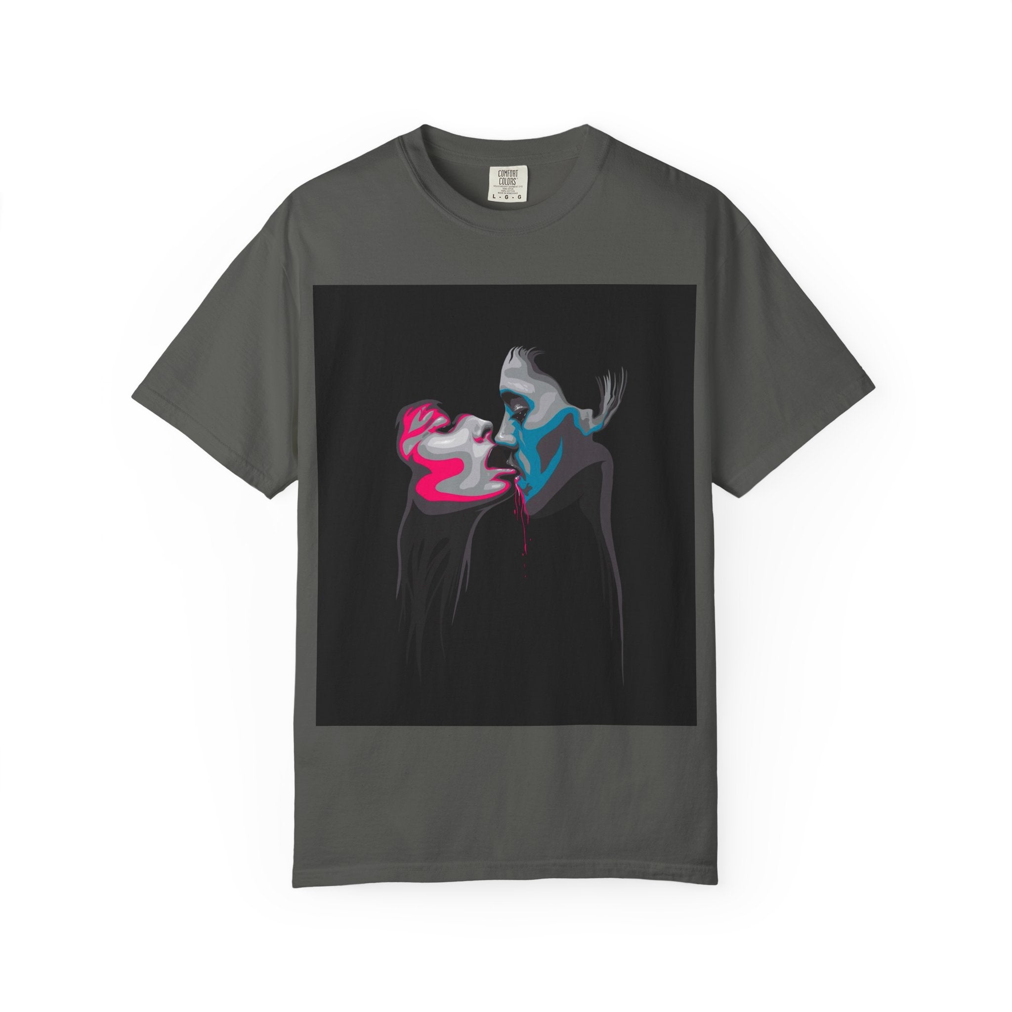 Abstract Neon Kiss T-Shirt — 'Legaciess' Back Logo Graphic Tee