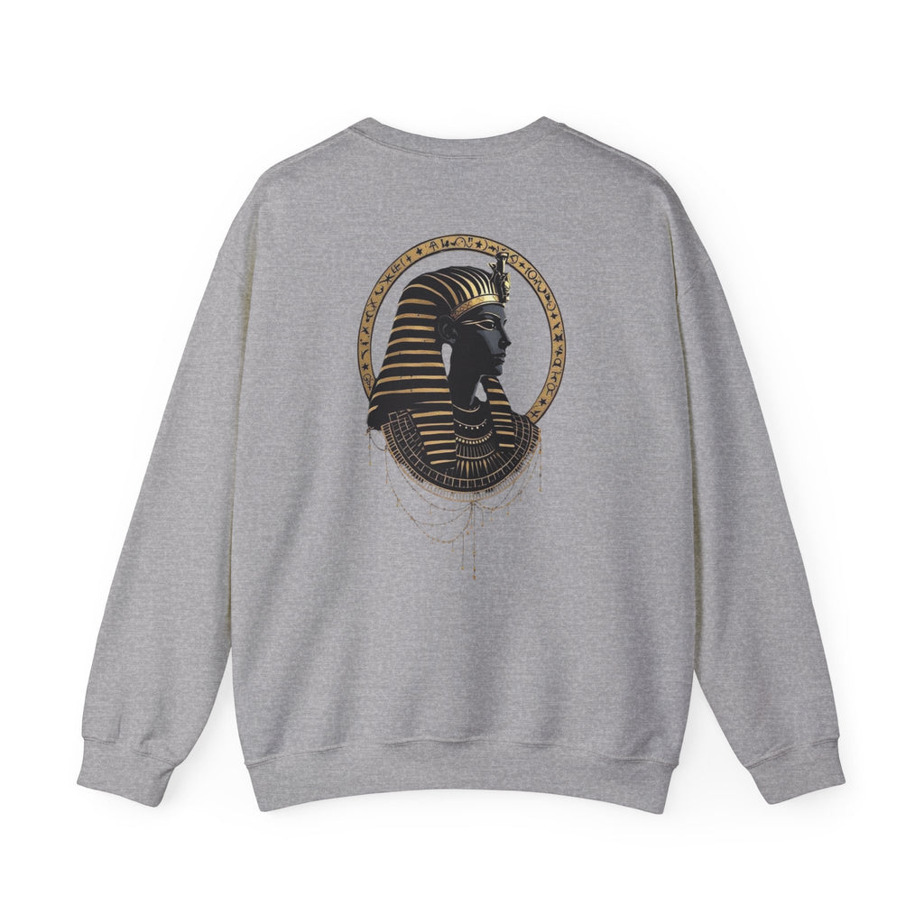 Egyptian Pharaoh Crewneck Sweatshirt — Gold & Black Tutankhamun Profile