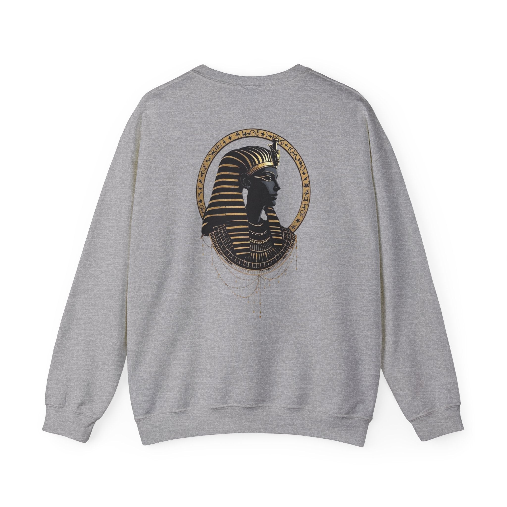 Egyptian Pharaoh Crewneck Sweatshirt — Gold & Black Tutankhamun Profile
