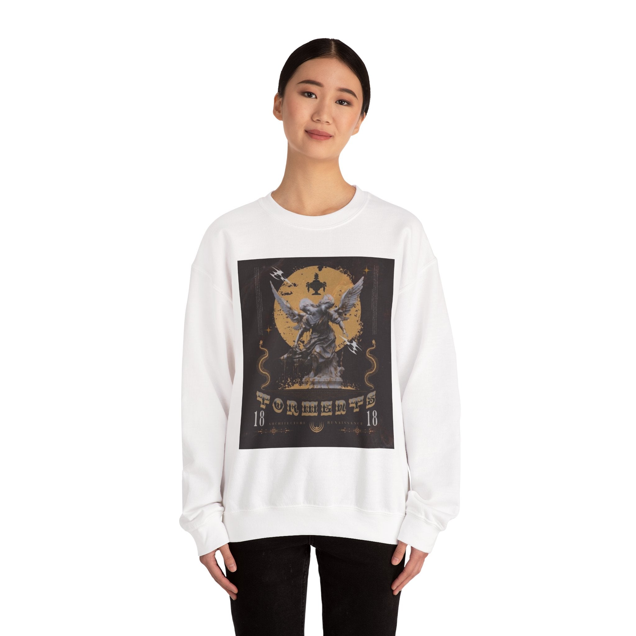 Crewneck Sweatshirt — Vintage Angel Graphic "Forgiven" Streetwear