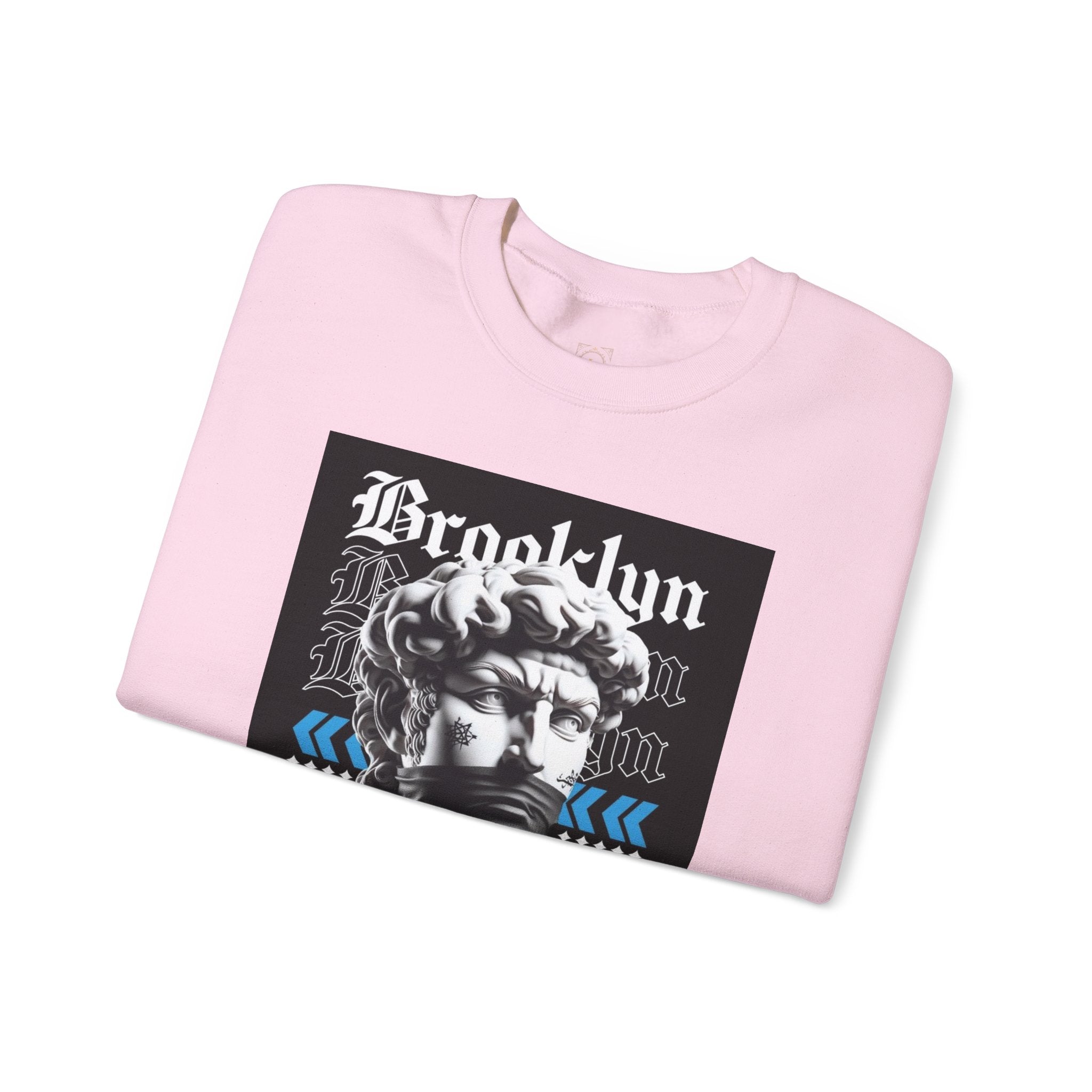 Crewneck Sweatshirt — 'Brooklyn' Statue Graphic with “Fuck the Rules” Streetwear Slogan
