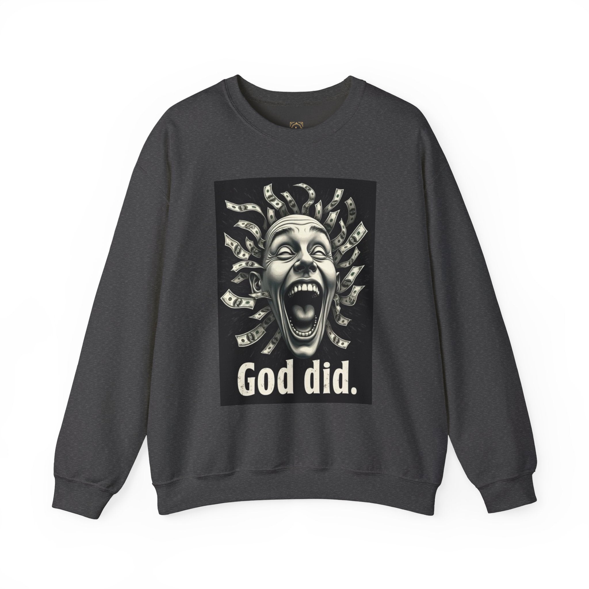 Sweatshirt — 'God Did.' Medusa Money Graphic Crewneck