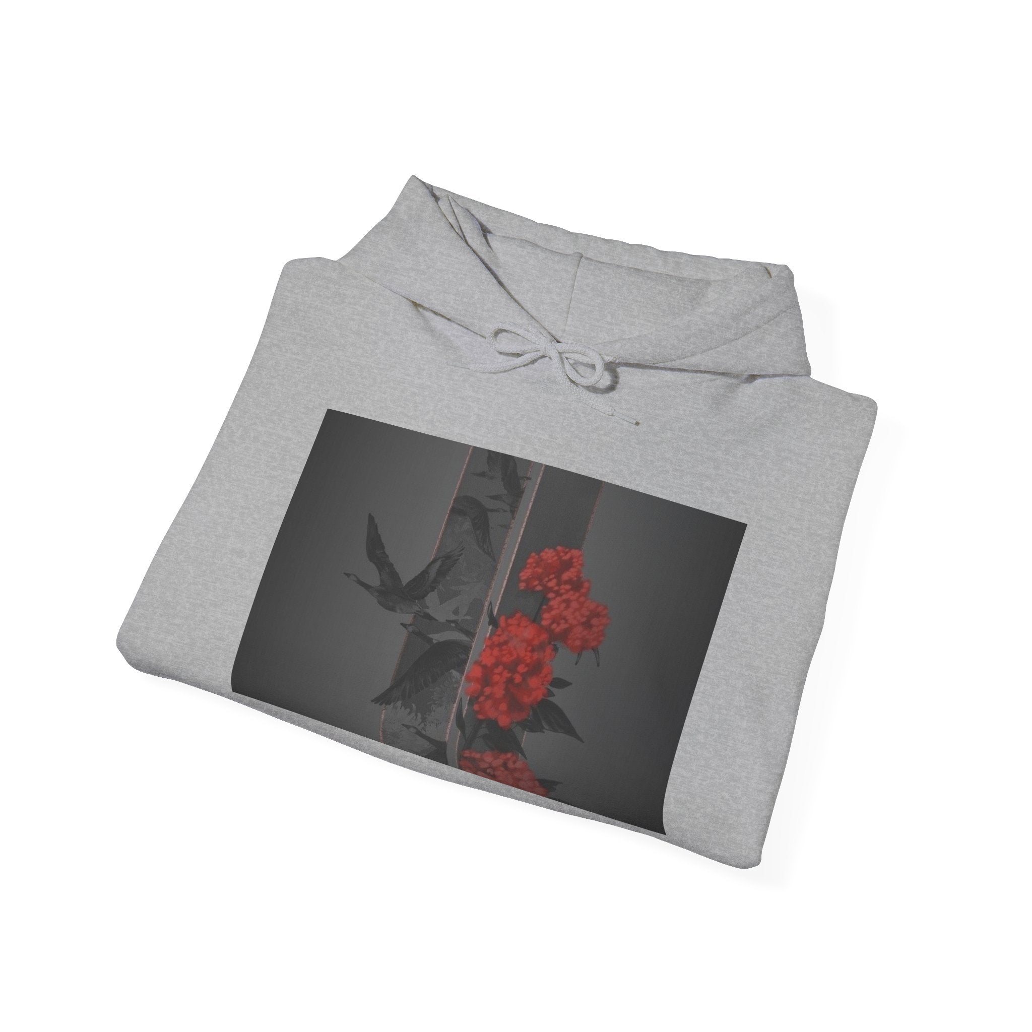 Floral Noir Hoodie — Red Roses on Dark Background