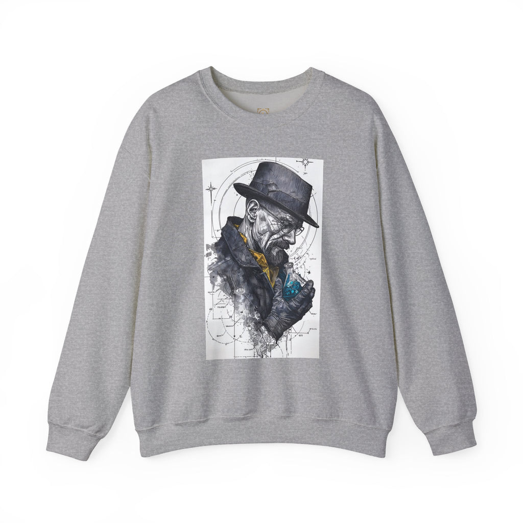 Crewneck Sweatshirt — Heisenberg Portrait with Blue Crystal Art