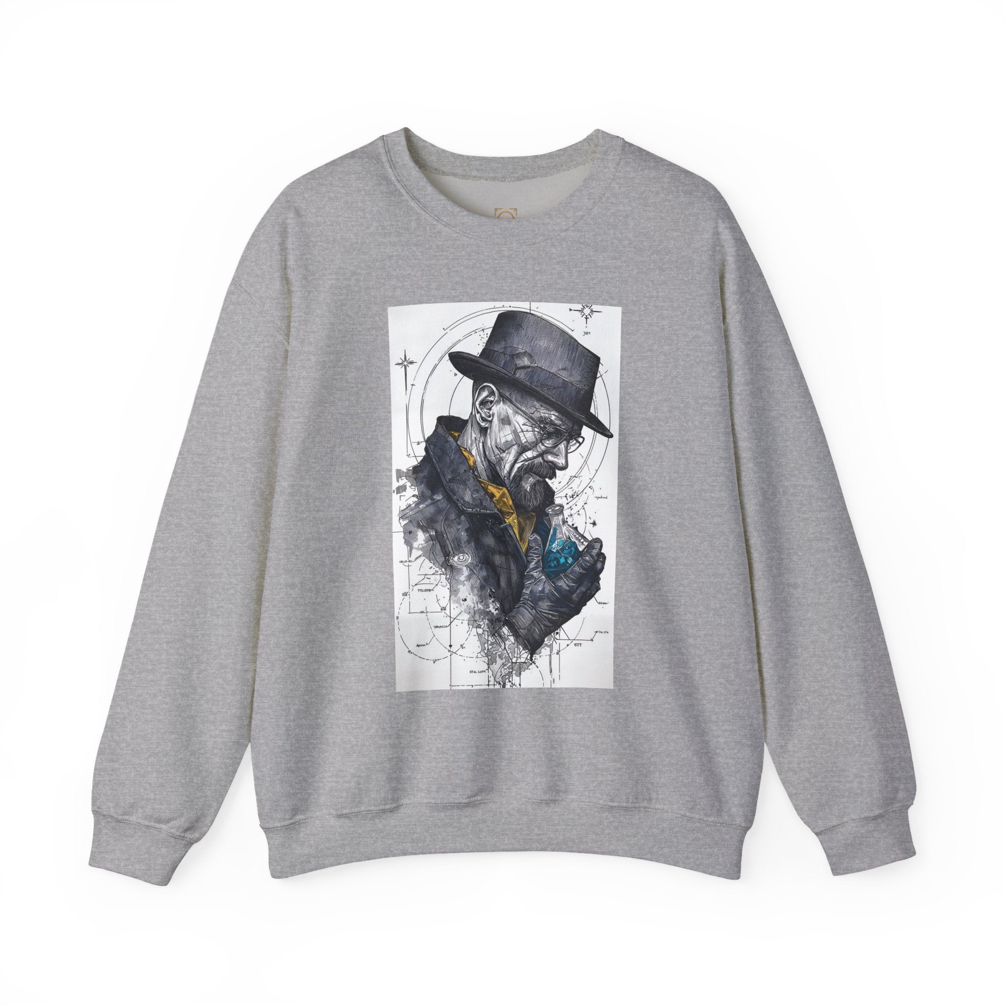 Crewneck Sweatshirt — Heisenberg Portrait with Blue Crystal Art