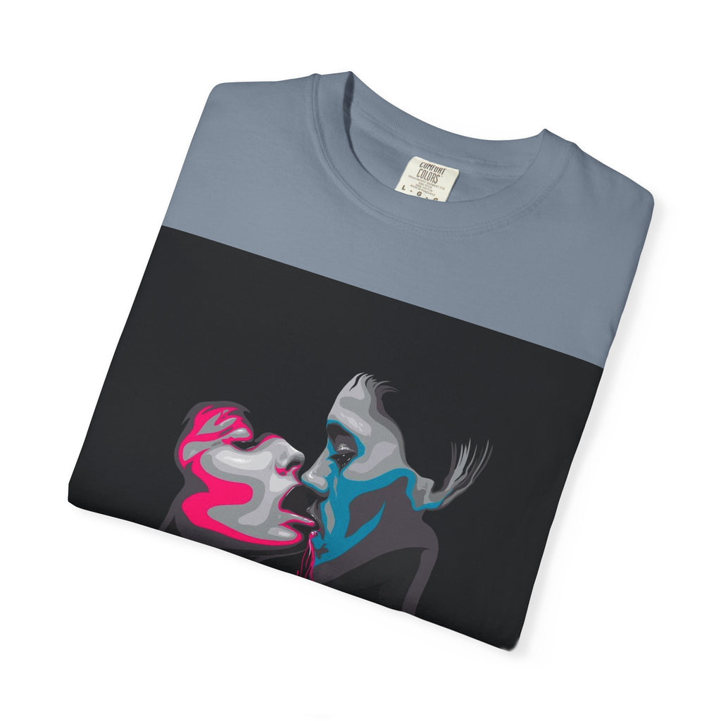 Abstract Neon Kiss T-Shirt — 'Legaciess' Back Logo Graphic Tee