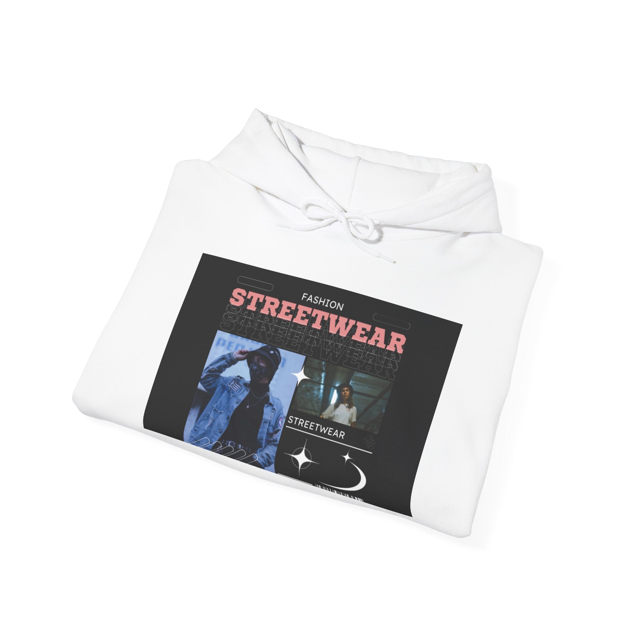 Streetwear Graphic Hoodie — Vintage Noir Collage "STREETWEAR" Design