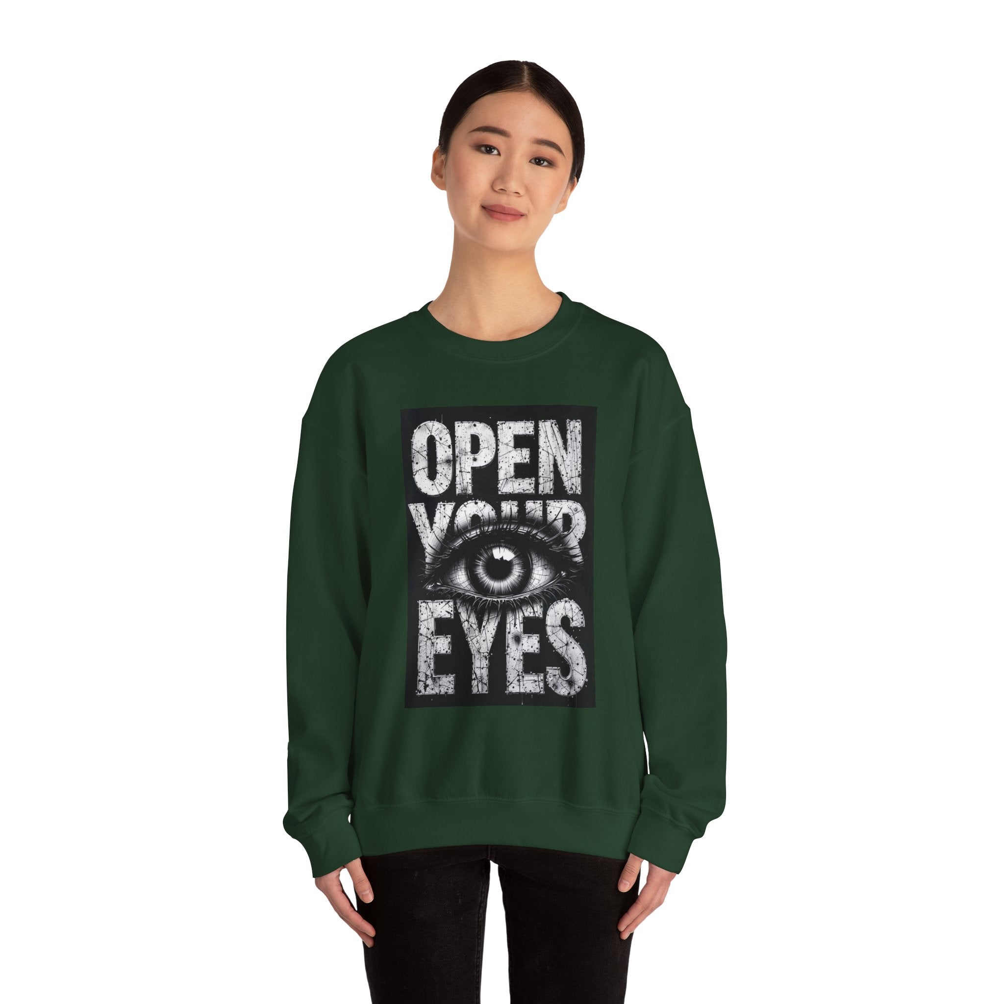 Open Your Eyes Crewneck Sweatshirt — Graphic Eye Design