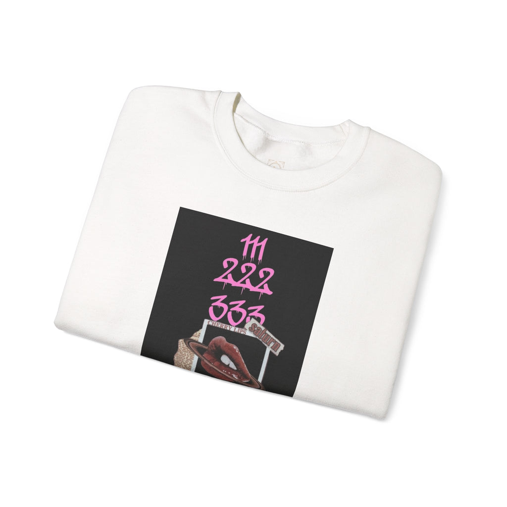 Crewneck Sweatshirt — Vintage Phone Collage with Pink Numbers & 'LEGACIESS' Back Logo