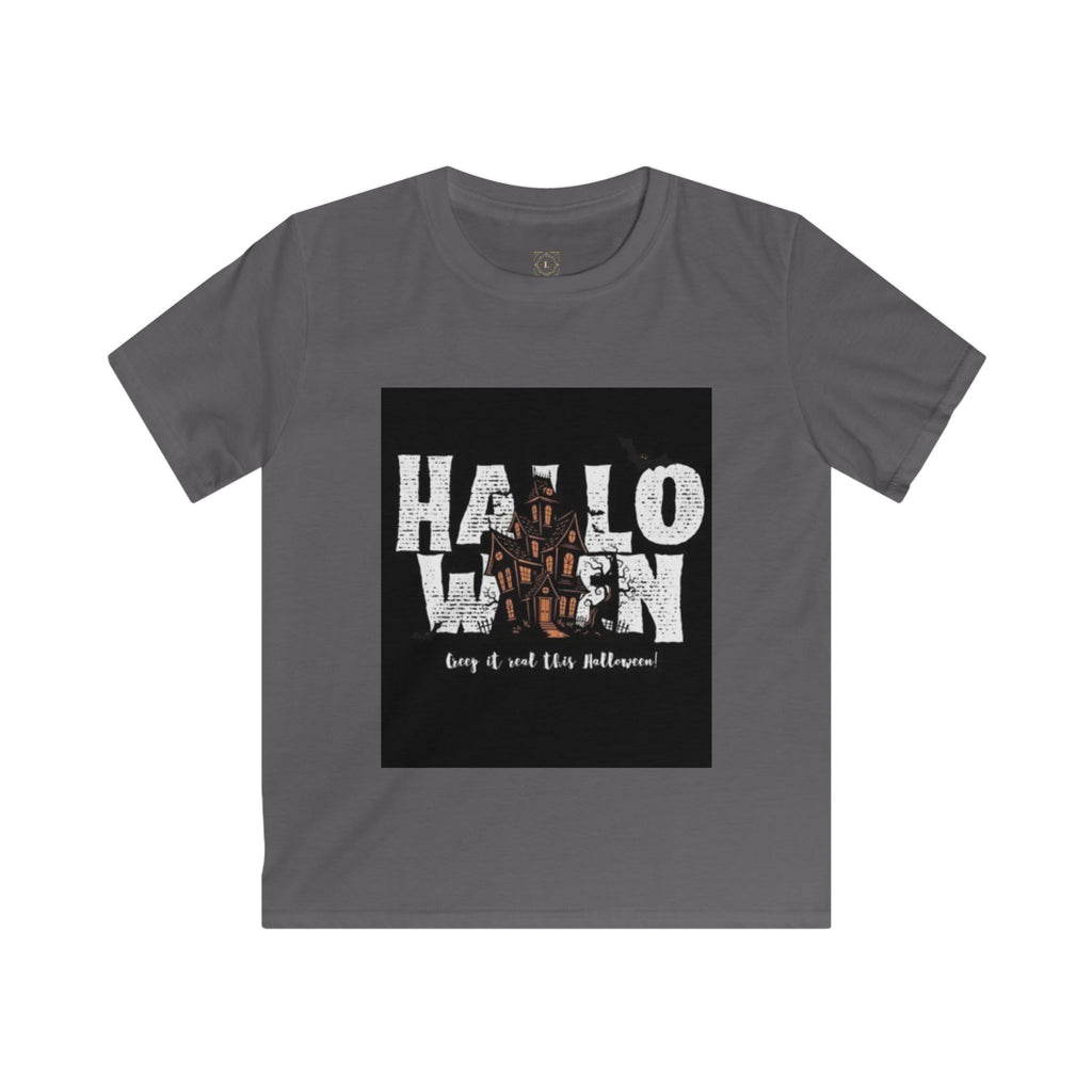 Halloween Haunted House Kids Tee — "Happy Halloween" Graphic T‑Shirt for Kids